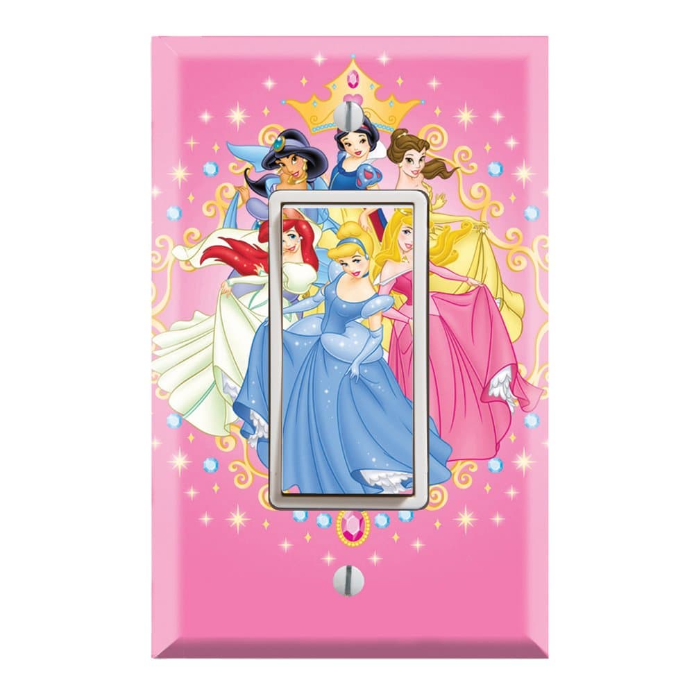 Single Rocker Wall Switch/Outlet Cover Plate Decor Wallplate - Princess Friends