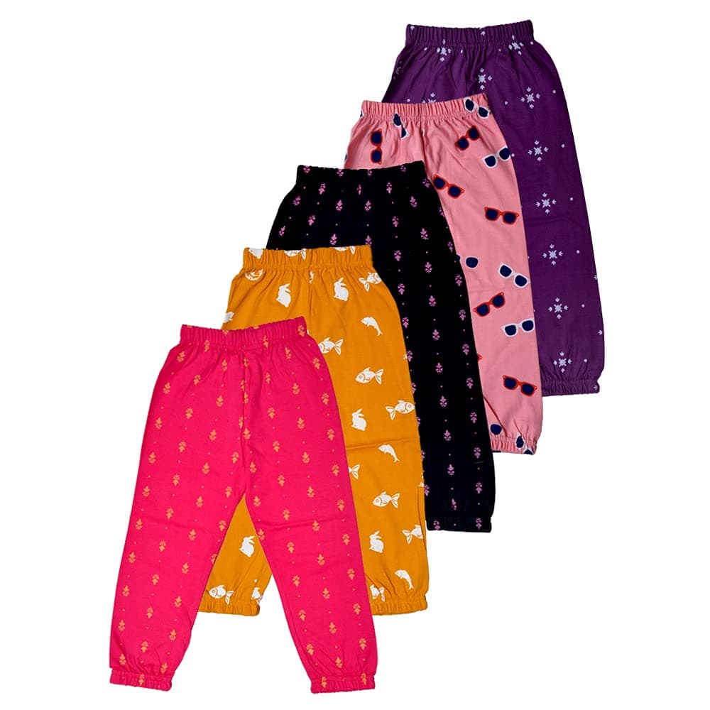 T2F Girls Cotton Regular Fit Printed Track Pant (Pack of 5)
