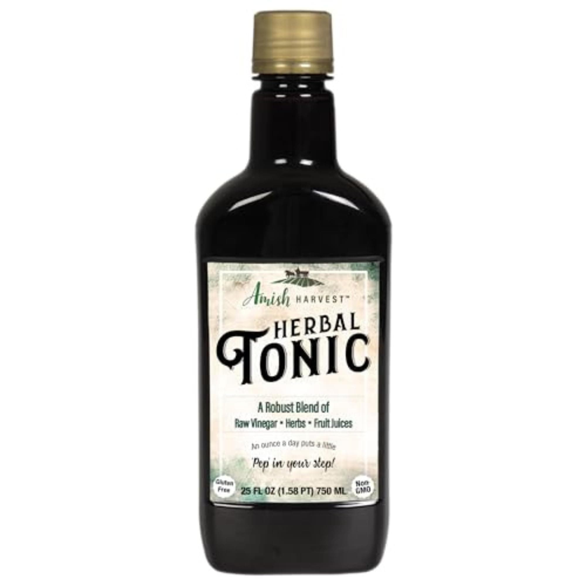 Sipping Apple Cider Vinegar Tonic – 1-Pack of Amish Harvest Elixir with 25 Herbs & Juices like Wildcrafted Apple Cider Vinegar with Mother & Elderberry – Can Aid Immune & Digestive Health 25 Oz.