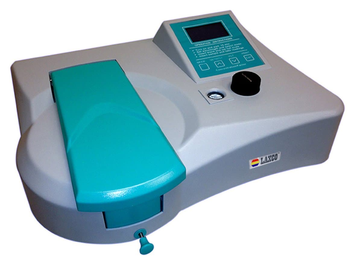 Laxco Alpha-1102M Visible-Light Spectrophotometer, Manual Adjustment 325 to 1000nm Wavelength Range, 5nm Spectral Bandwidth, Halogen Lamp, 85/240VAC