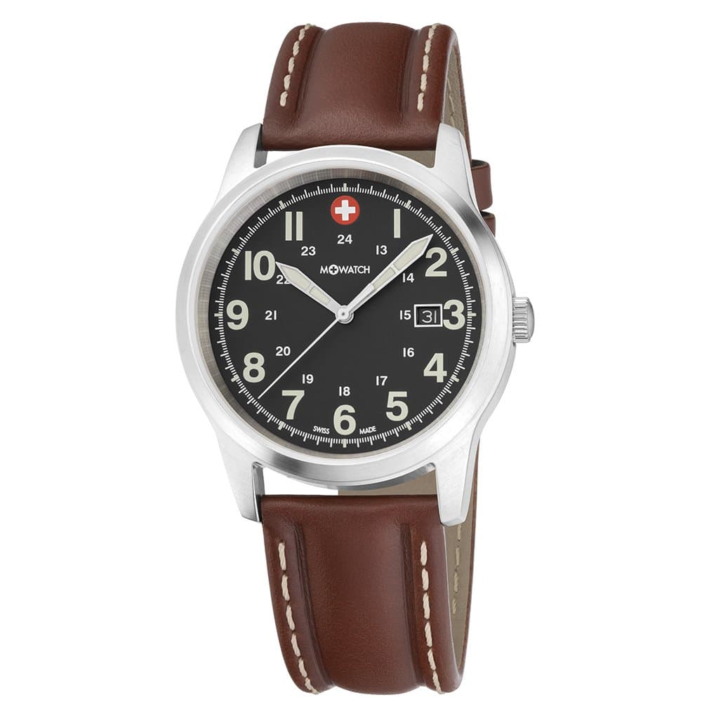 M-Watch Men's Quartz Watch with Black Dial Analogue Display and Brown Leather Strap WBL.08220.LG