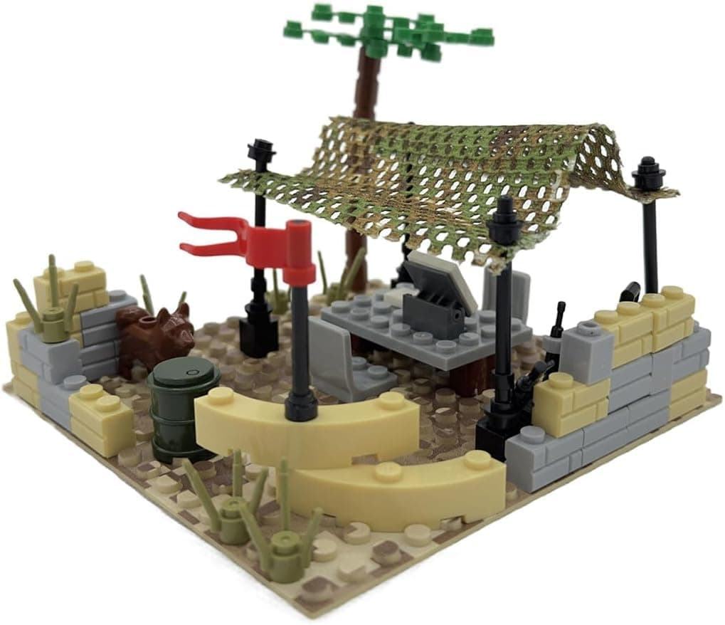 Military Scene Building Block for Minifigures, Custom WW2 Military Command Model Kit for Soldiers Mini figures, DIY Army Base Building Blocks Accessory Kit