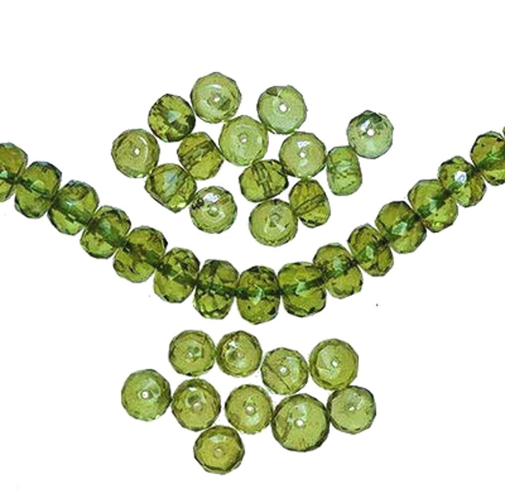 uGems Peridot Genuine Gemstone Faceted Rondelle Beads 5mm X3 Mm (24)