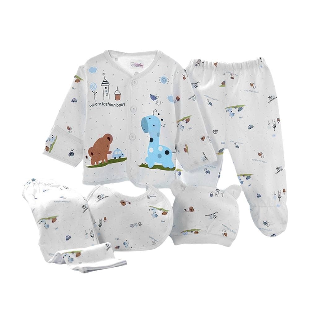 5PCS Newborn Baby Boys Girl's Cotton Grow Top Hat Pants PlaySuit Sets Outfit