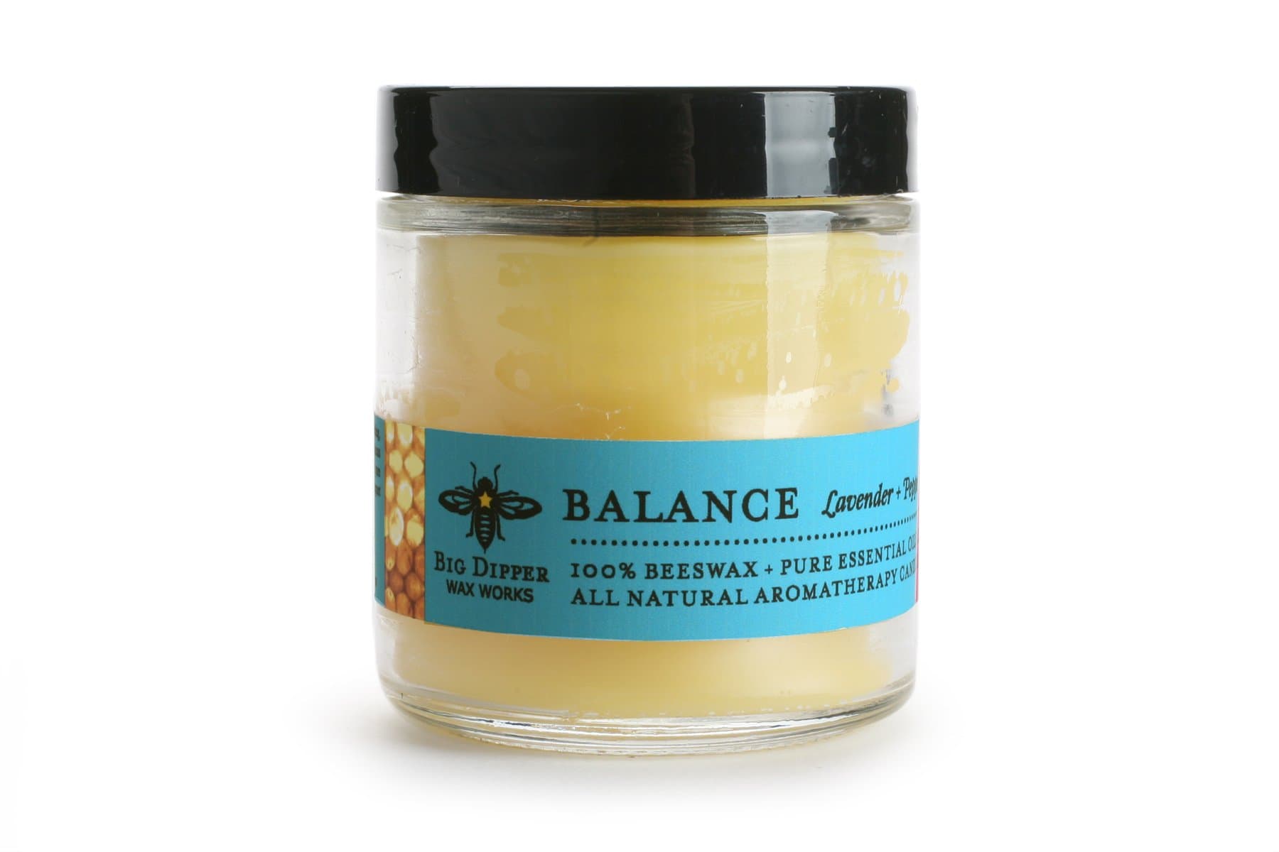 Big Dipper Wax Works Beeswax Aromatherapy Candle, Balance, Apothecary Glass, Peppermint & Lavender Scented, 25-Hour Burn, Pure Essential Oils, 2" x 2.5"