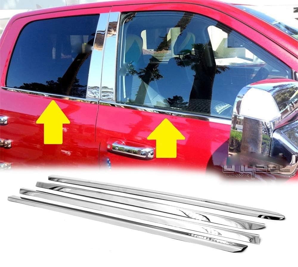 Polished Stainless Steel Window Sills Trims For 2010-2017 Dodge Ram 2500/3500 Crew Cab Mega Cab ^rear window sill measures at 33" not 24.5"^