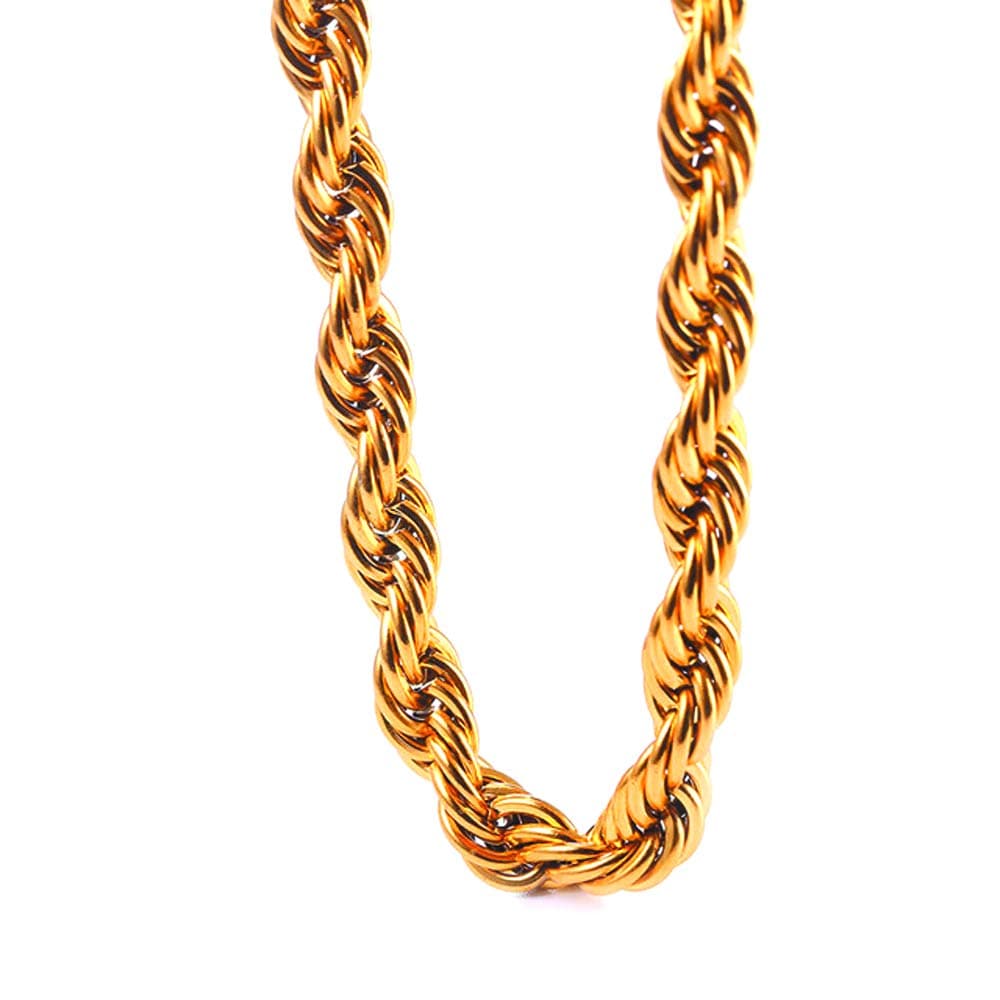 TUOKAY Chunky 11mm Gold Rope Chain Waterproof with Tarnish-resistant 18k Gold Plating for Daily Wear Authentic 80s 90s 00s Style Heavy Hip Hop Rope Chains Perfect for Classic Rapper Old School Rap Gangsta Styling