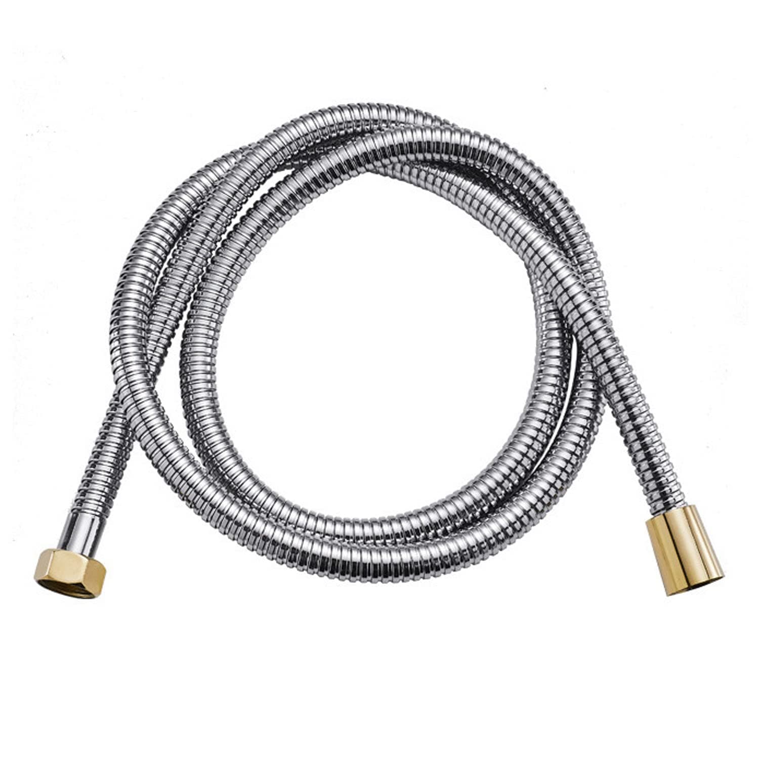 2m Stainless Steel Antique Brass Shower Hose Replacement Hand Spray Pipe (Silver 2m)