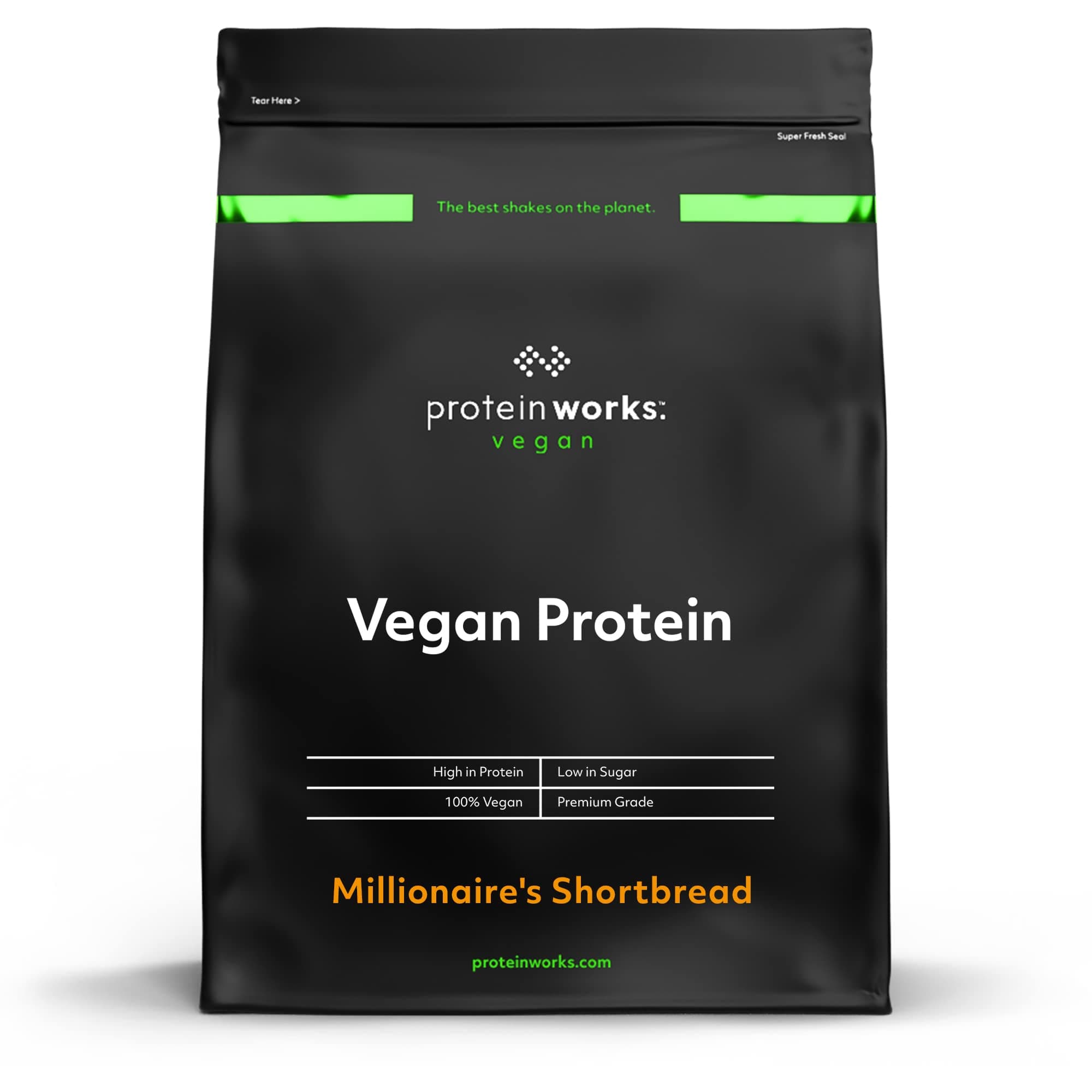 Protein Works - Vegan Protein Powder, Millionaire's Shortbread, 16 Servings, 100% Plant Based & Natural, Premium Multi-Protein Blend, Low Fat Shake, Low Calorie Shake, 500g