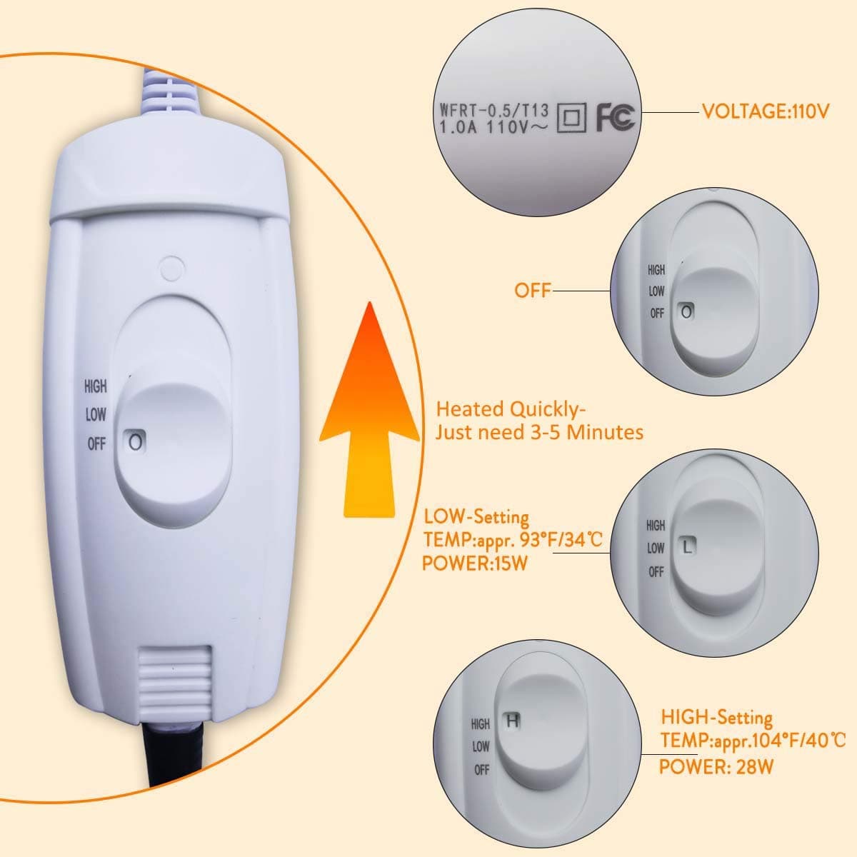 EACHON Heating Pad for Dogs Cats Electric Heated Pet Beds Warming Pet Mats Adjustable Safety Waterproof Chew Resistant Steel Cord wifh Free pet Comb (S Gray) (Gray Rose)