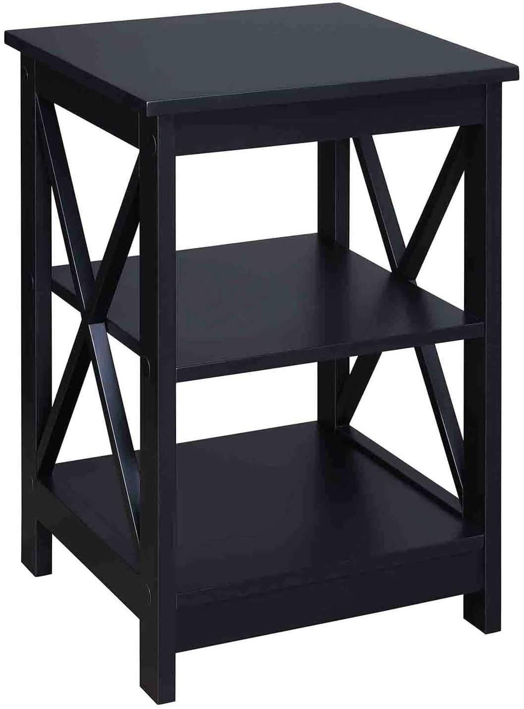 Convenience Concepts Wooden Oxford End Table with Shelves, Black