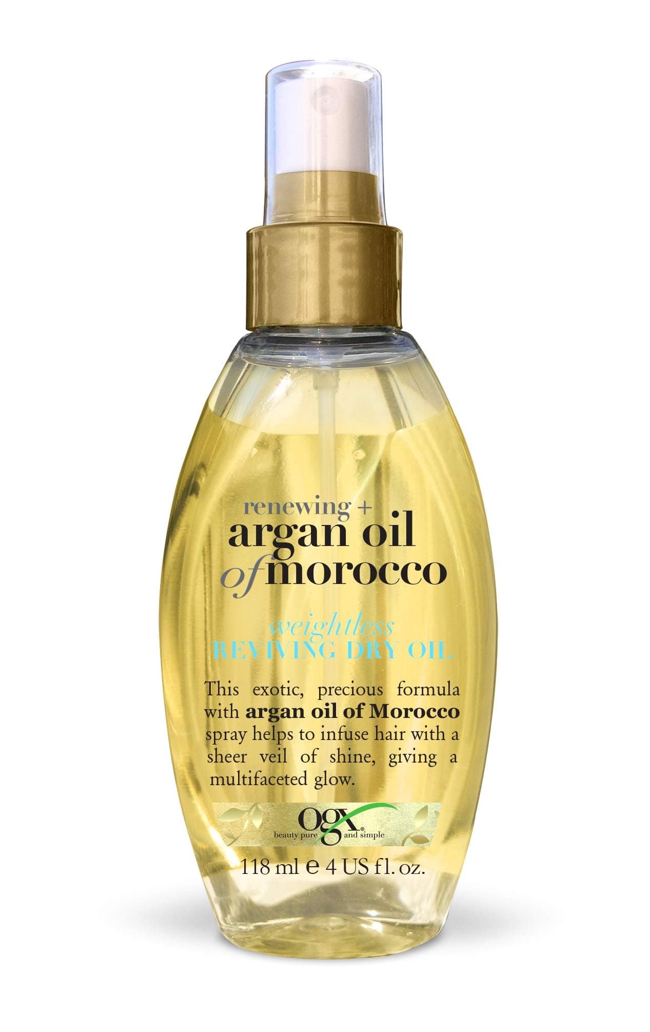 Argan Oil of Morocco Weightless Reviving Dry Hair Oil Mist, Lightweight Hydration, Frizz Control, Shine Enhancement for Dry, Damaged Hair, Packaging May Vary, 118 ml