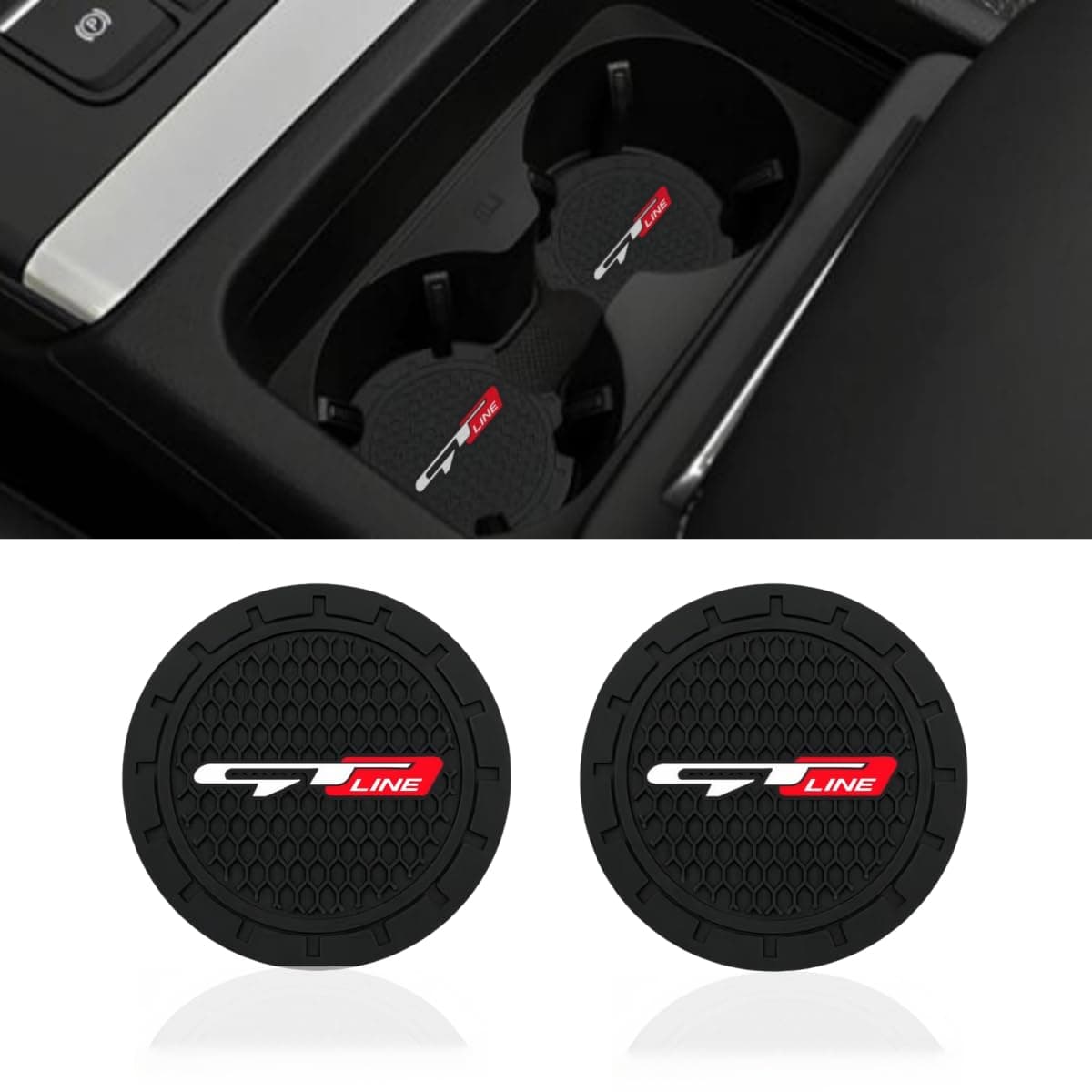 JULOPO 2 Pcs black car cup holder coaster 2.75 Inch silicone Anti-Slip fashion car Interior Accessories (GT)