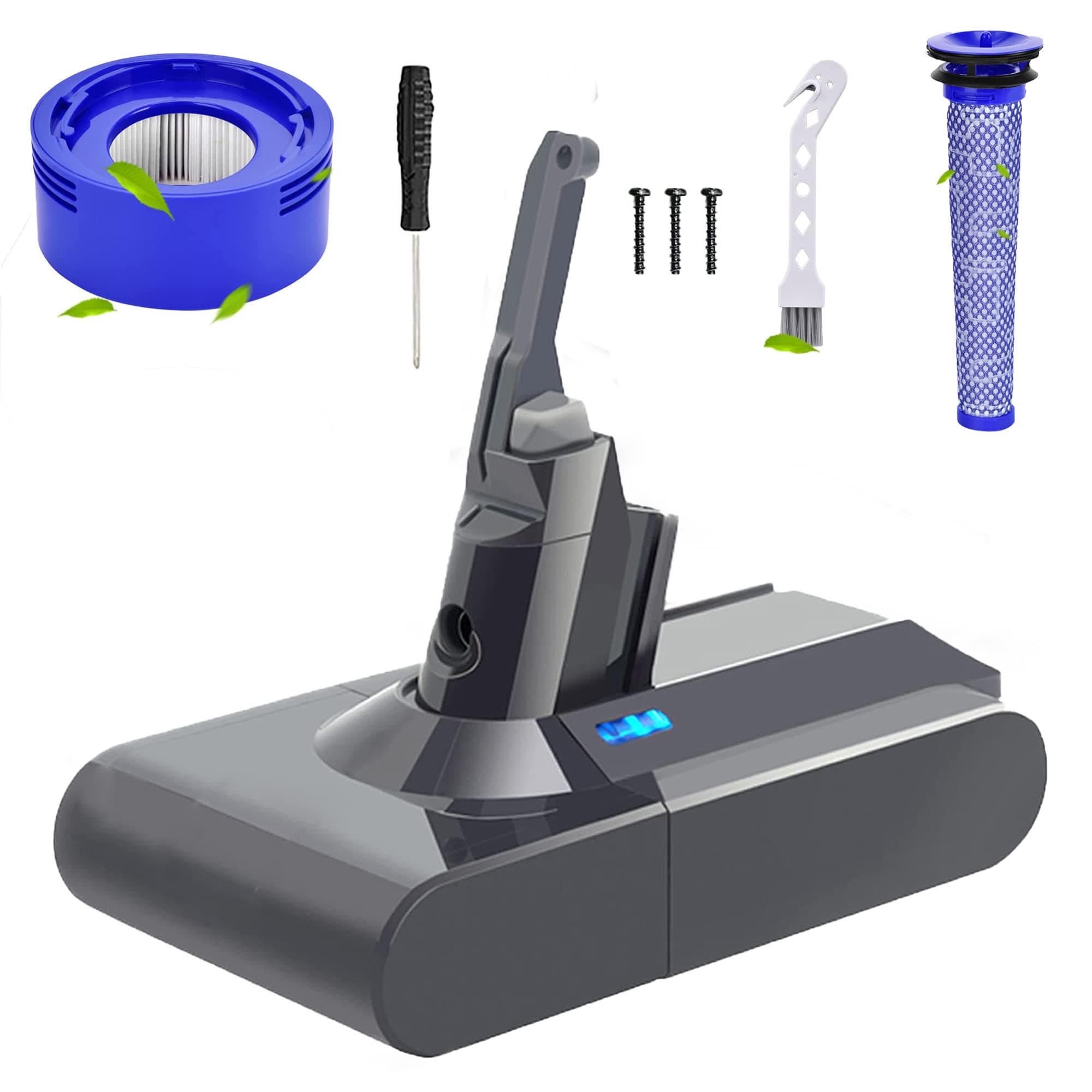 Upgraded 6.0Ah V8 Battery Replacement for Dyson V8 Battery, Compatible with Dyson V8 Animal/Absolute/Motorhead/Fluffy/SV10 Vacuum Cleaner Li-ion 967834 05 Battery【with Accessoires】