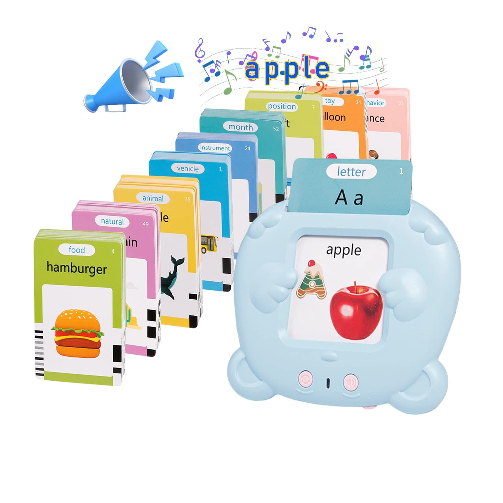 Talking Flash Cards Speech Therapy Toys for Toddlers 2-5 Years Montessori Interactive Learning Educational Toys 255 Sheets 510 Words Kids Reading Toy for Christmas Birthday Gift