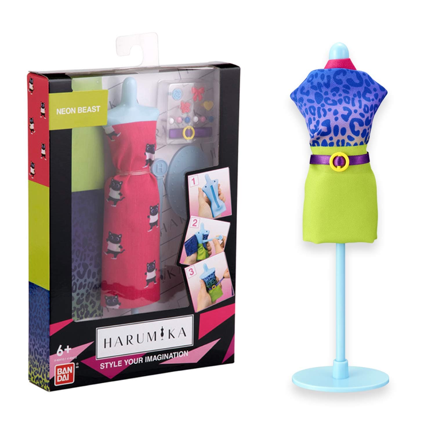 Bandai Harumika 40412 Designer Set - Neon Beast Theme - Craft Set - Create Your Own Fashion Without Needle and Thread