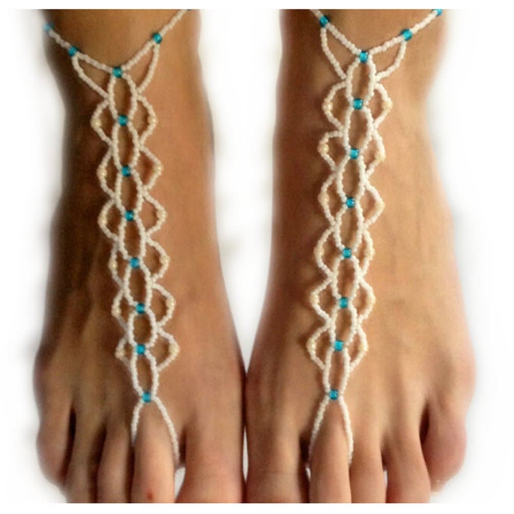 Geometrical Beads Foot Chain Strech Ankle Bracelet Brarefoot Sandals Summer