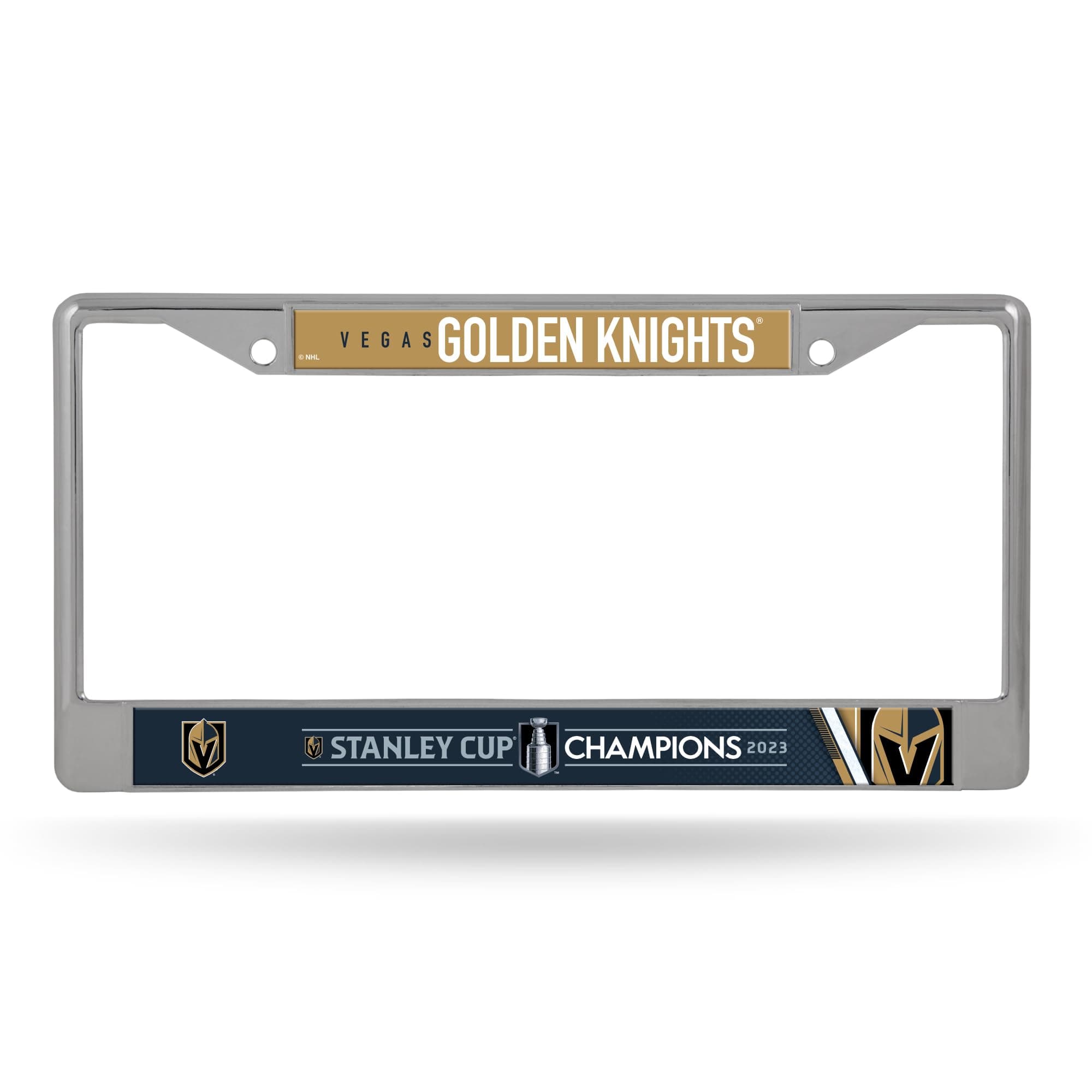 NHL Hockey Stanley Cup Champions 12" x 6" Chrome Frame with Decal Inserts - Car/Truck/SUV Automobile Accessory