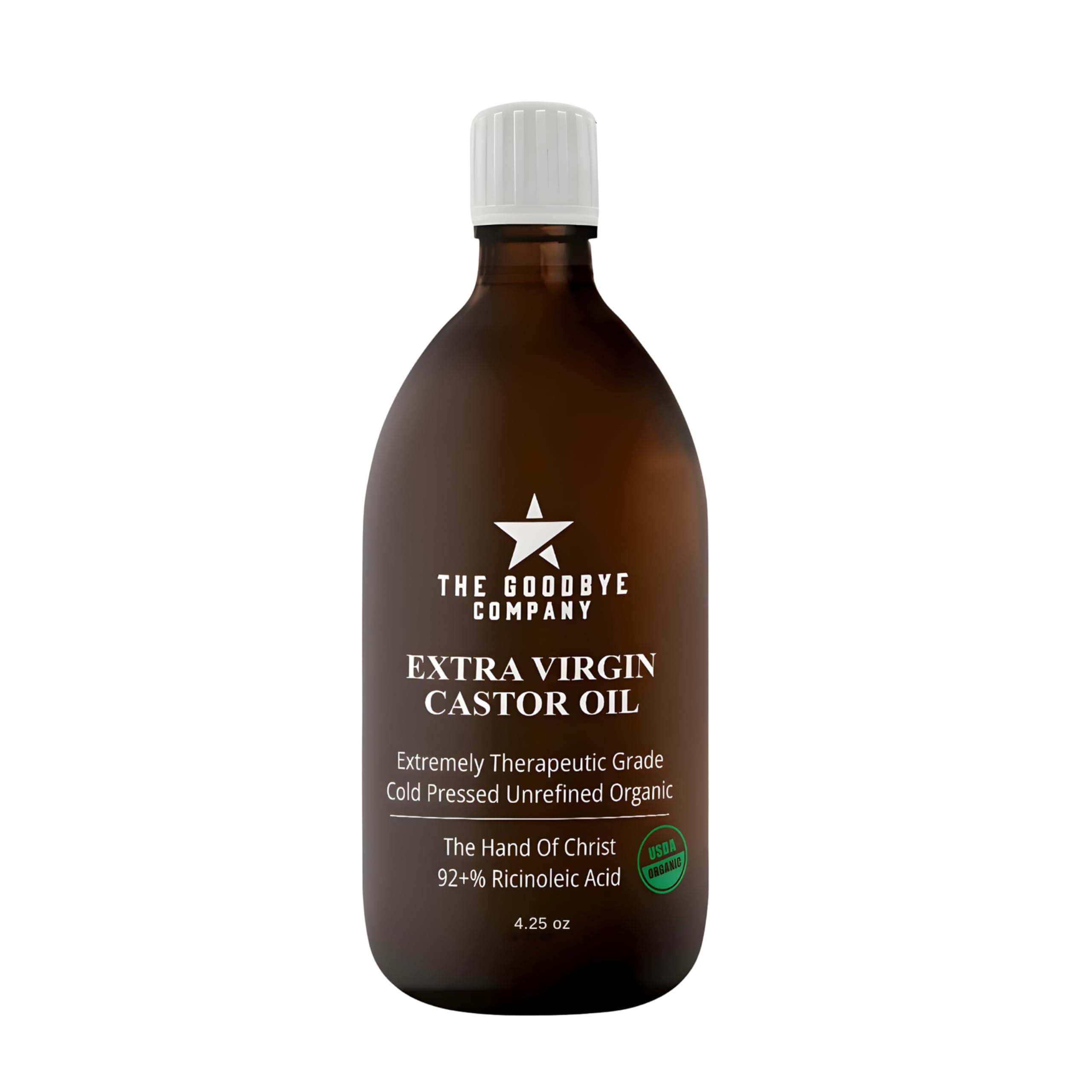 Castor Oil USDA Certified Organic Glass Bottle Pure Cold-Pressed - (120 ml) 100% Natural Virgin Castor Oil Unrefined Moisturising for Skin Hair Growth, Food Grade Hexane & BPA Free (4.25 Ounces)