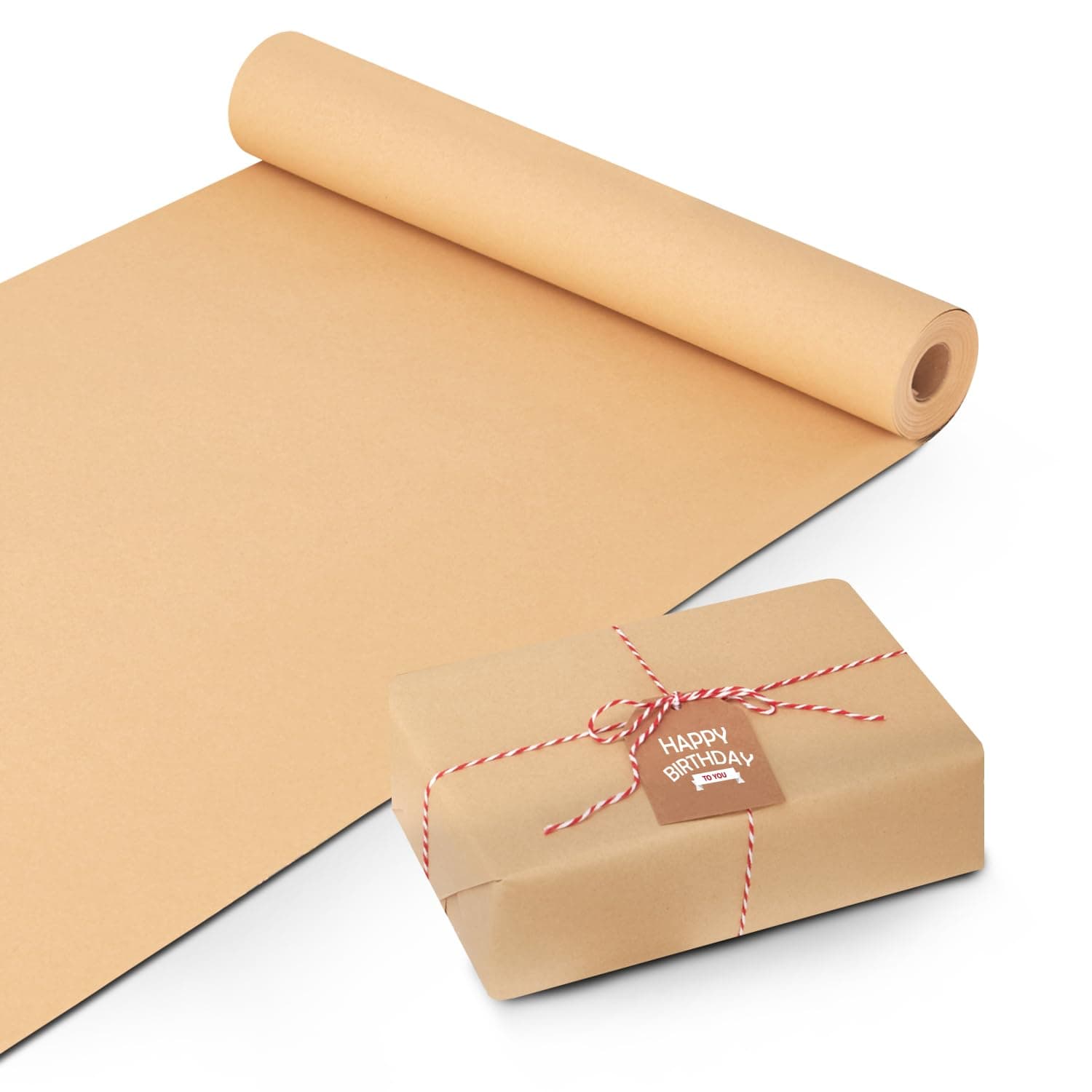 MERRIMEN Premium Kraft Wrapping Paper Roll - Versatile and Stylish Gift Wrap - Wrinkle-Resistant - Multipurpose, Ideal for Gifts, Arts & Crafts, Events & Projects- 44.5cm x 25m