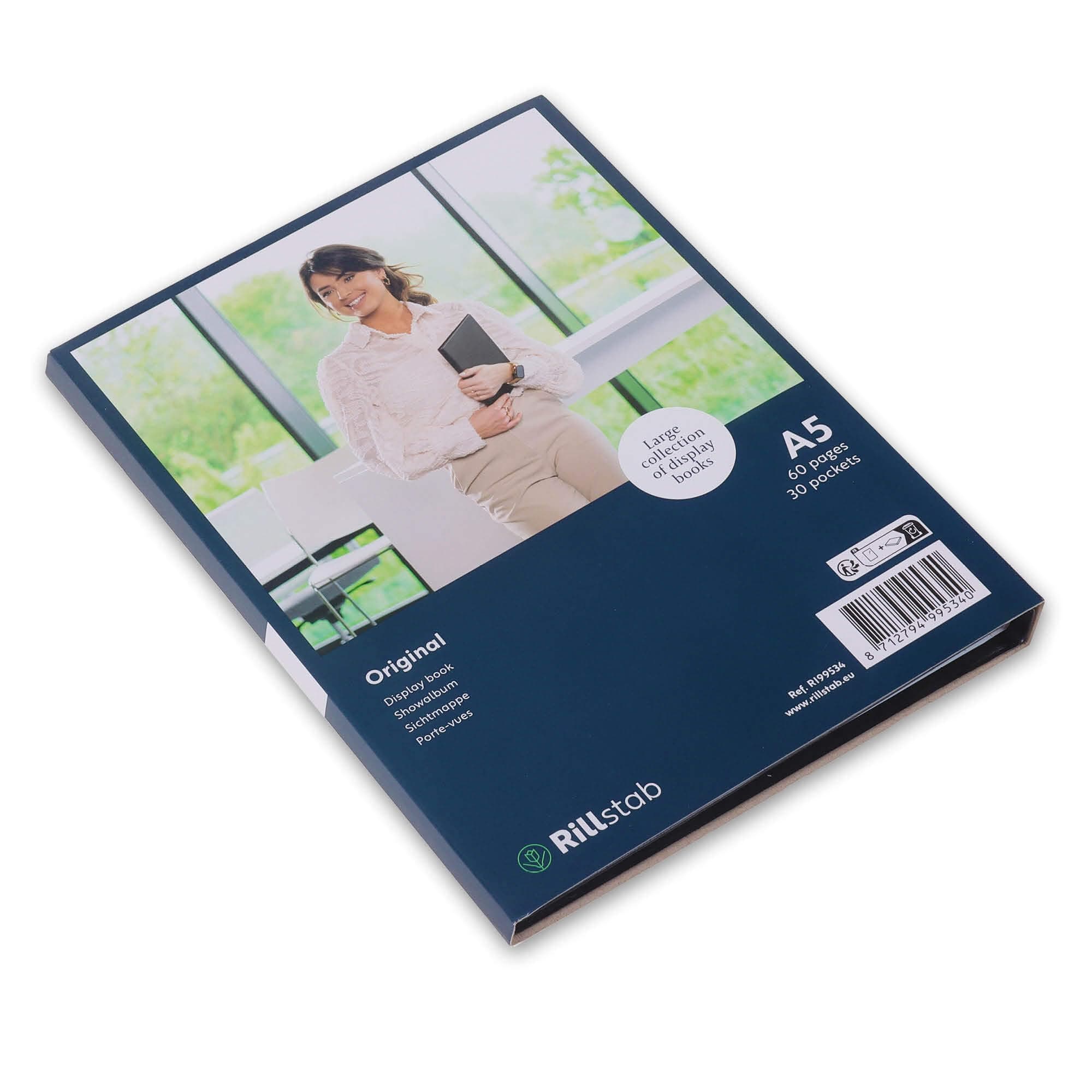 Original Display Book (30 Transparent/Clear Pockets) | A5 Front Page Ring Binder Portfolio & Project Presentation Folder for Meetings & Conferences| Poly Clear Pocket Folder | Black | 99534