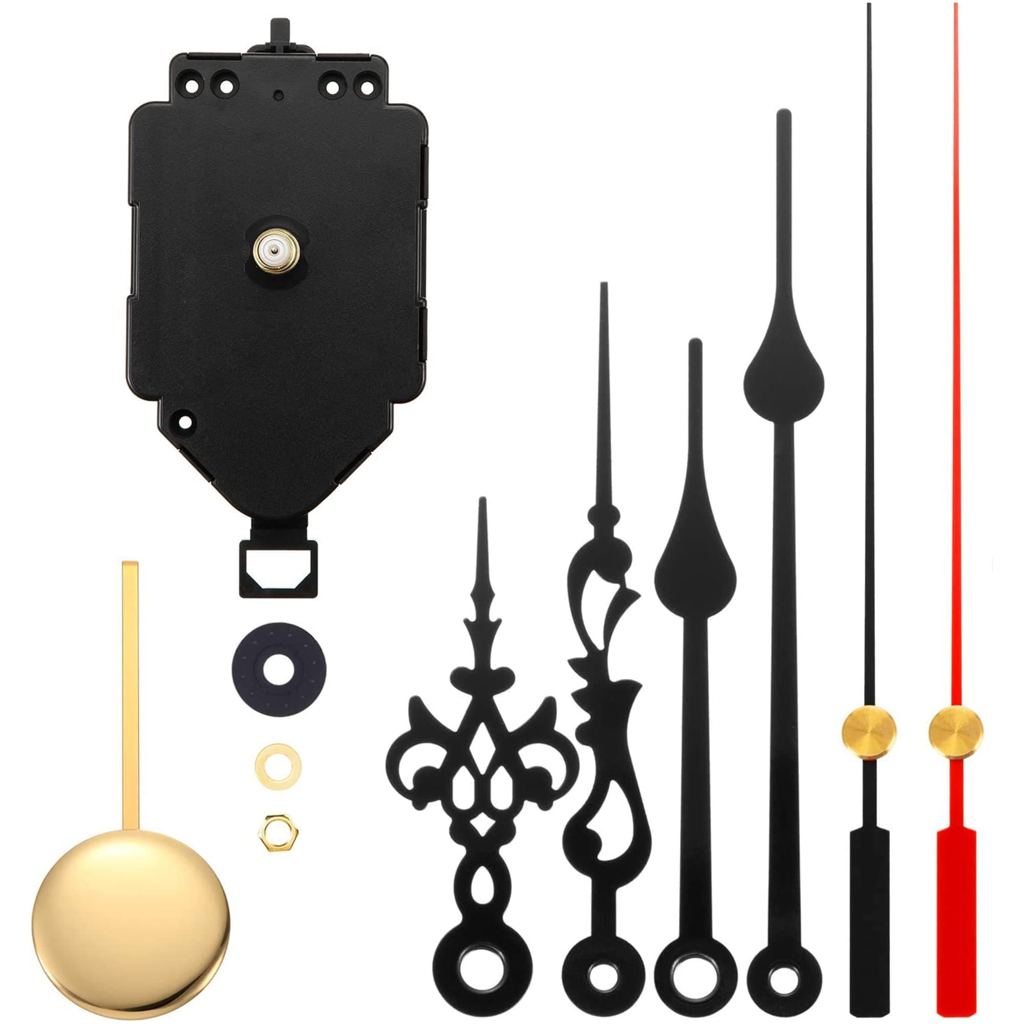 Quartz Pendulum Clock Movement Mechanism DIY Repair Parts Replacement with 2 Pairs Hands and Pendulum for DIY Clock Repair