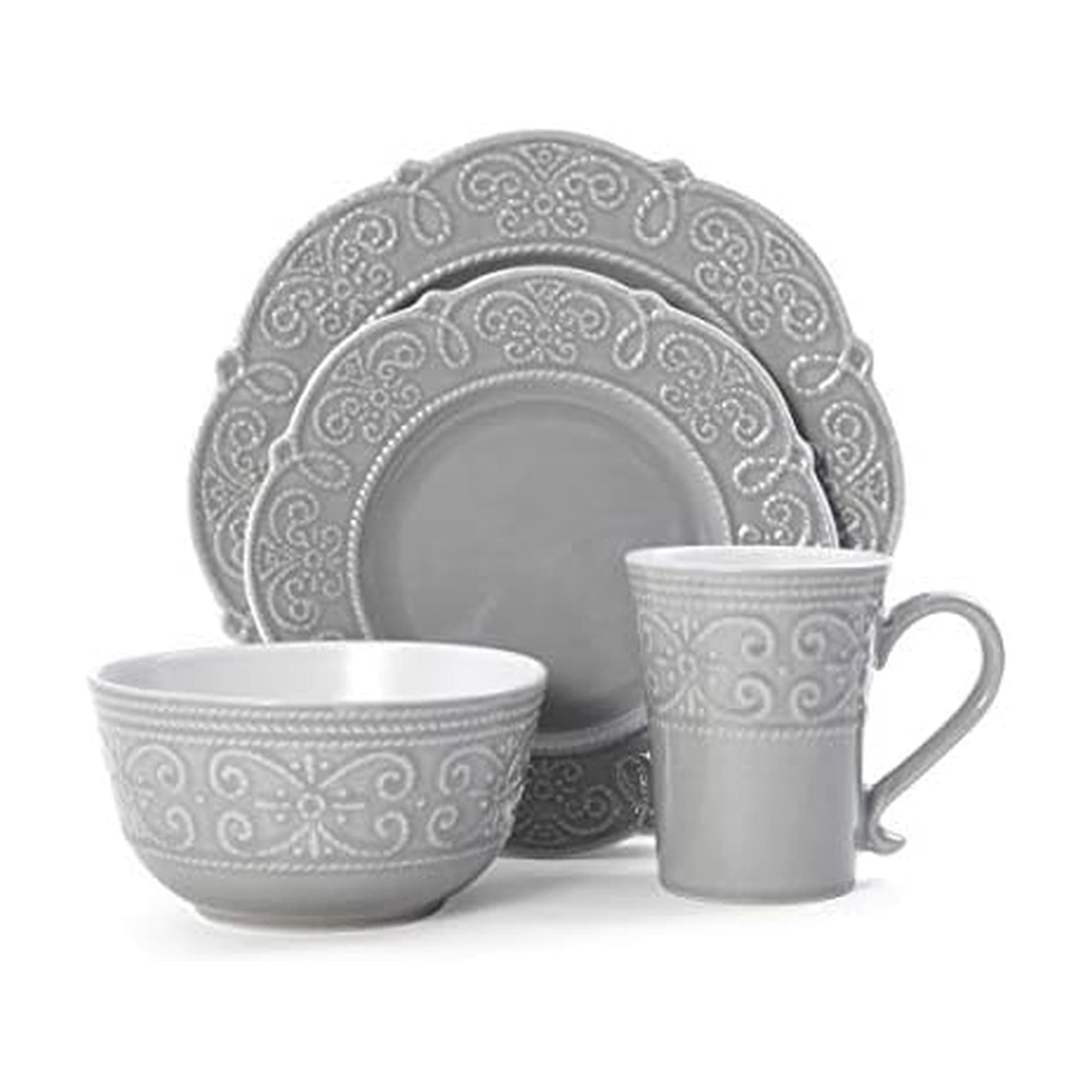 Pfaltzgraff Abby 16-Piece Dinnerware Set, gray