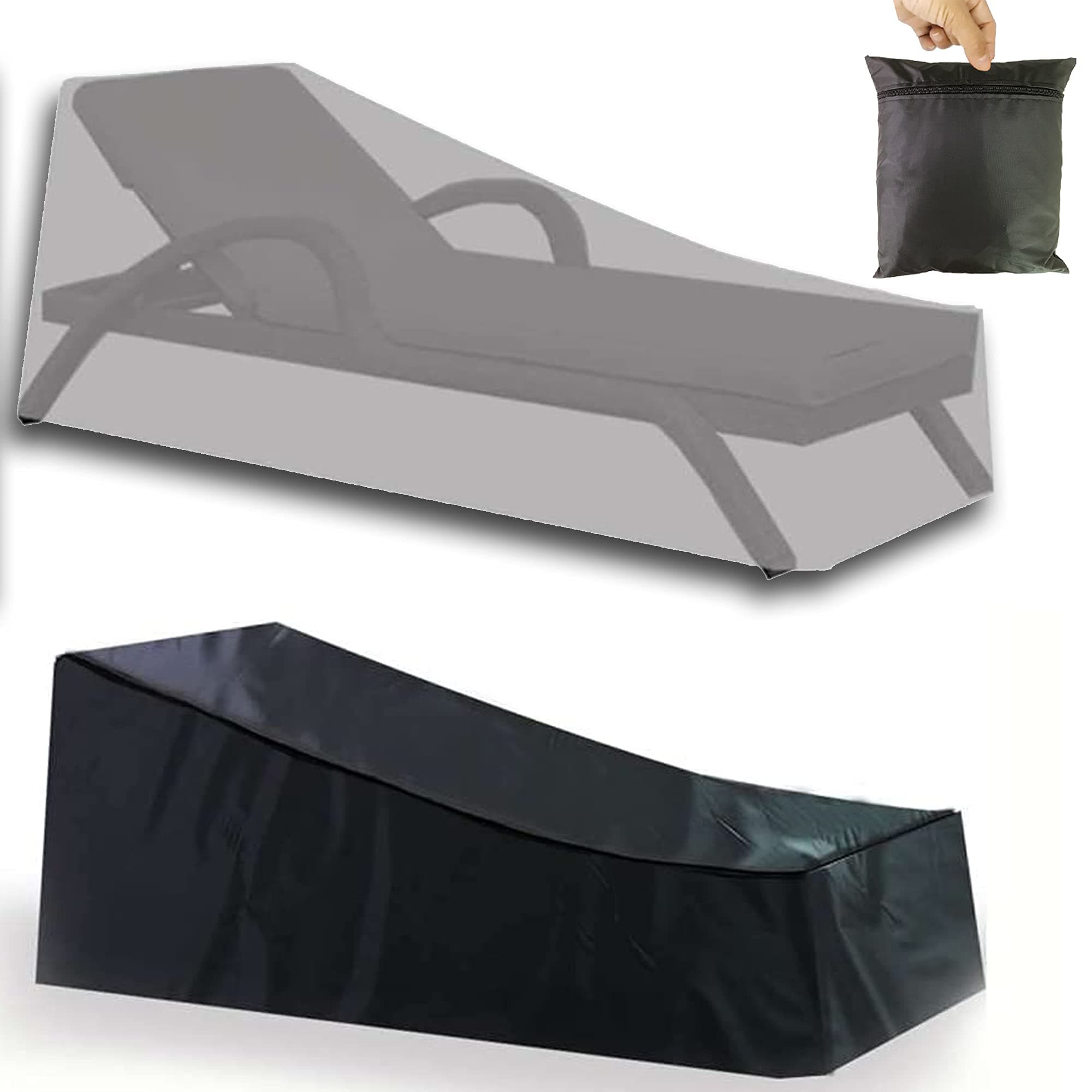 Beach Chair Covers Waterproof Chaise Lounge With Durable 210D Material Outdoor Garden Sun Lounger Cover, And Uv-Proof Sunbed Cover Storage Bag (210X75X40 / 80Cm) (Black)