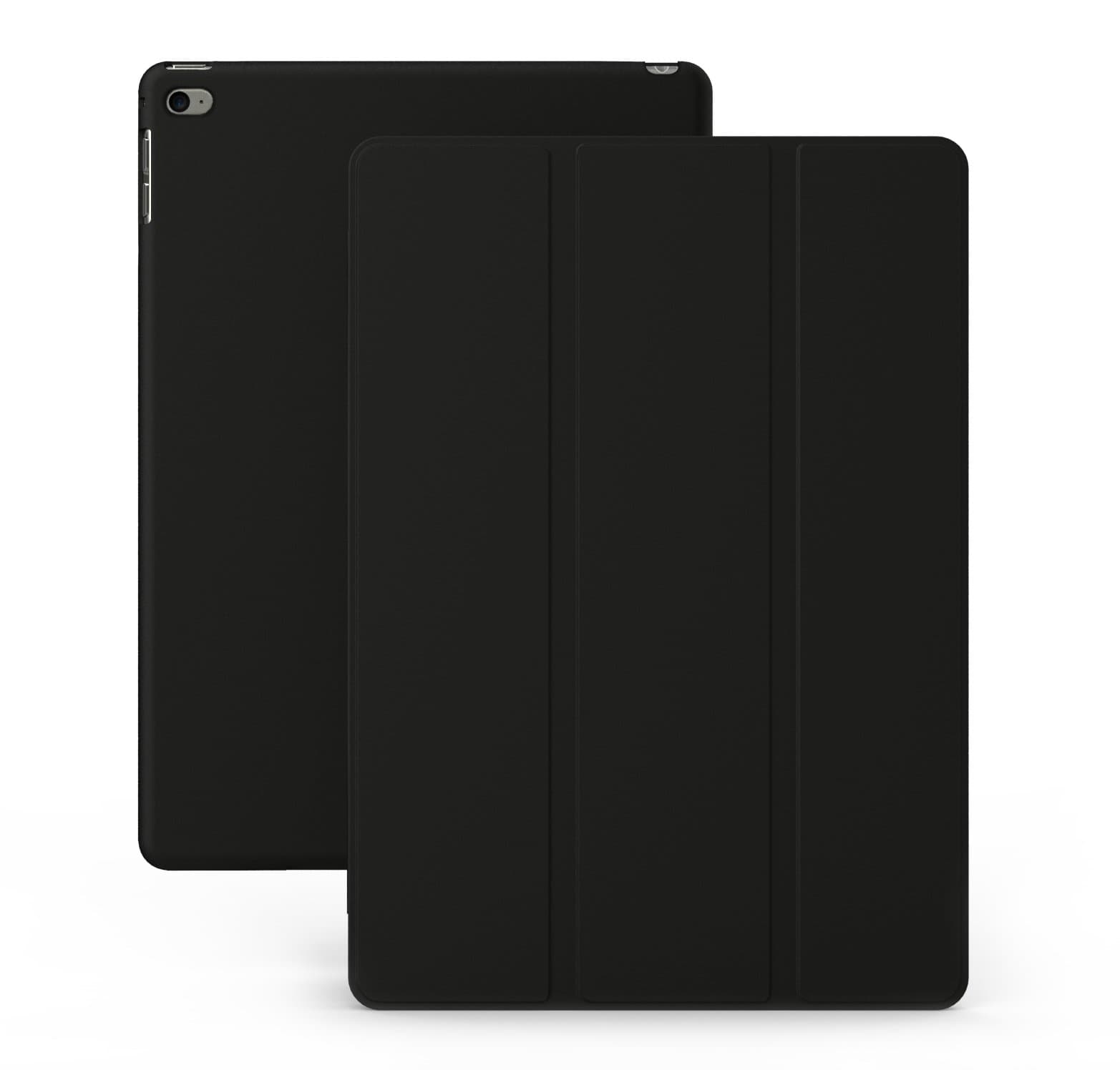 KHOMO iPad Air 2 Case (iPad 6) - DUAL Super Slim Black Cover with Rubberized back and Smart Feature (Built-in magnet for sleep / wake feature) For Apple iPad Air 2 Tablet