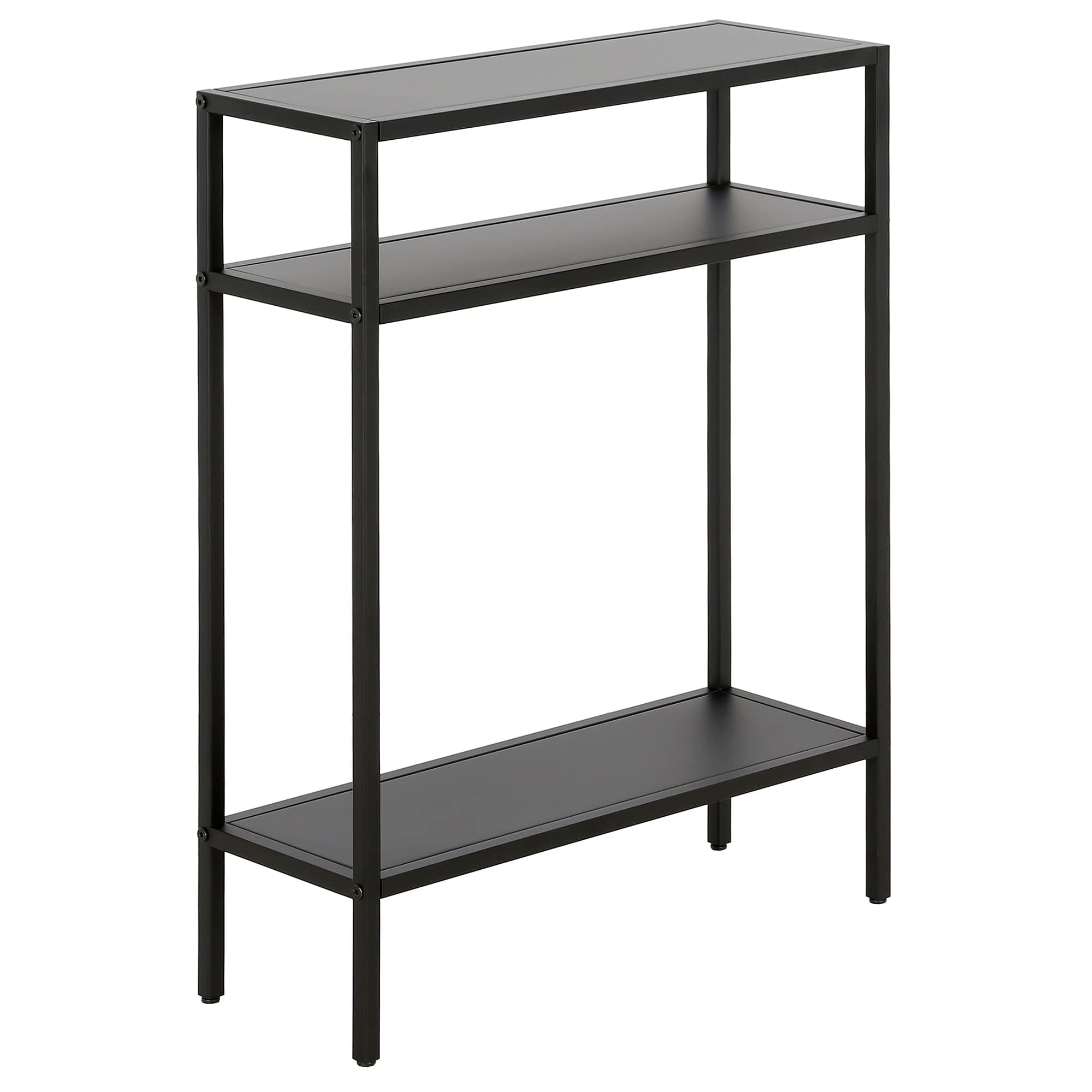 Henn&Hart 22" Wide Rectangular Console Table with Metal Shelves in Blackened Bronze, Entryway Table, Accent Table for Living Room, Hallway