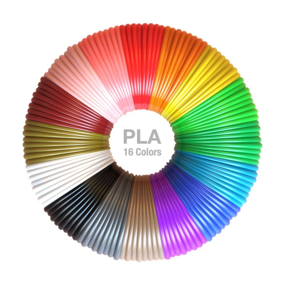 PLA 3D Pen Filament Refills 1.75mm PLA Filament Pack of 16 Different Colors in 20 Feet Lengths, Total 320 Feet for 3D Printer Filament