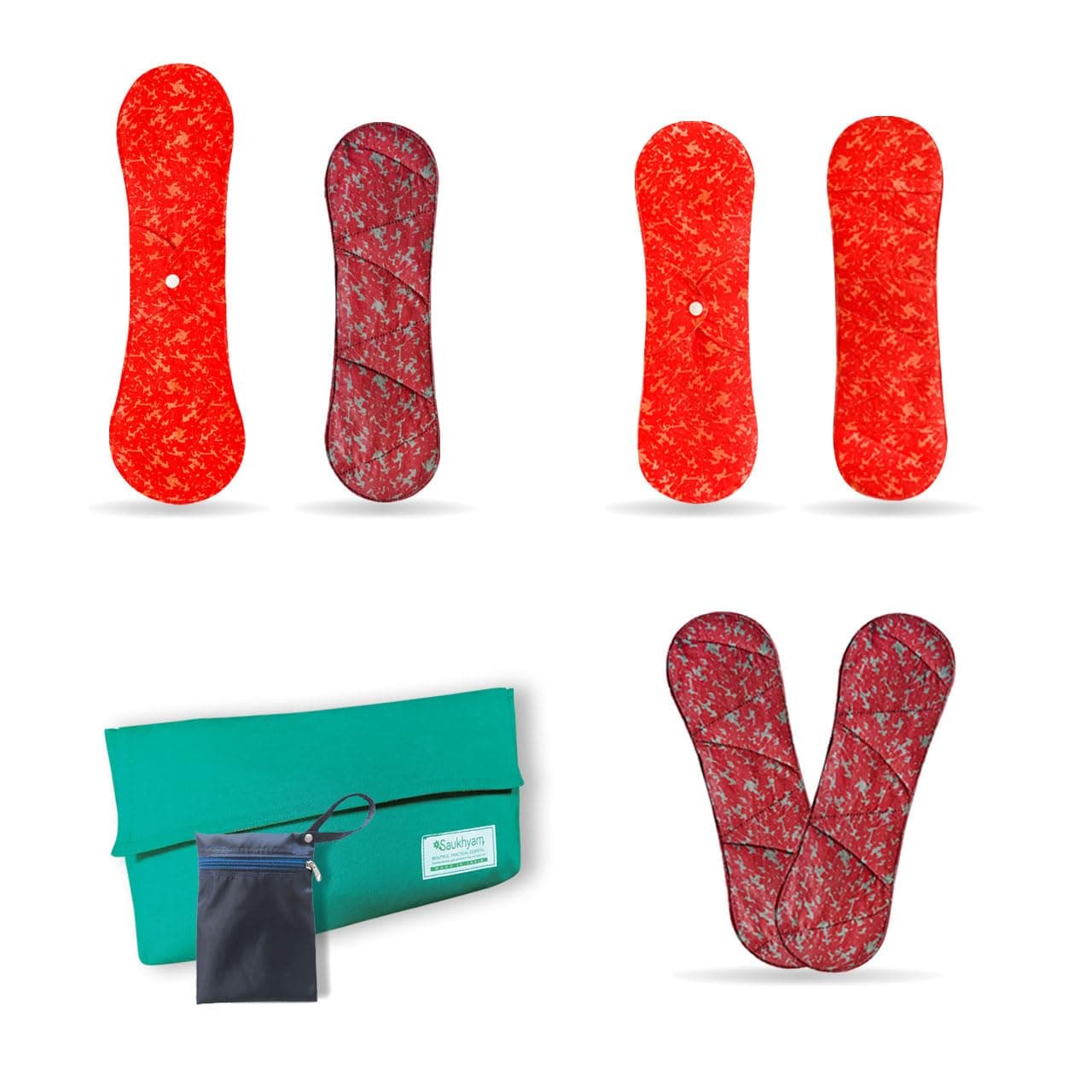 Full Cycle Pack for Teens | Anti-Microbial Reusable Sanitary Pads | 2 Day & 1 Night Base + 3 Insert | Includes Wet Bag & Pouch | Skin Friendly Menstrual Cloth Pads For Periods | No Rashes