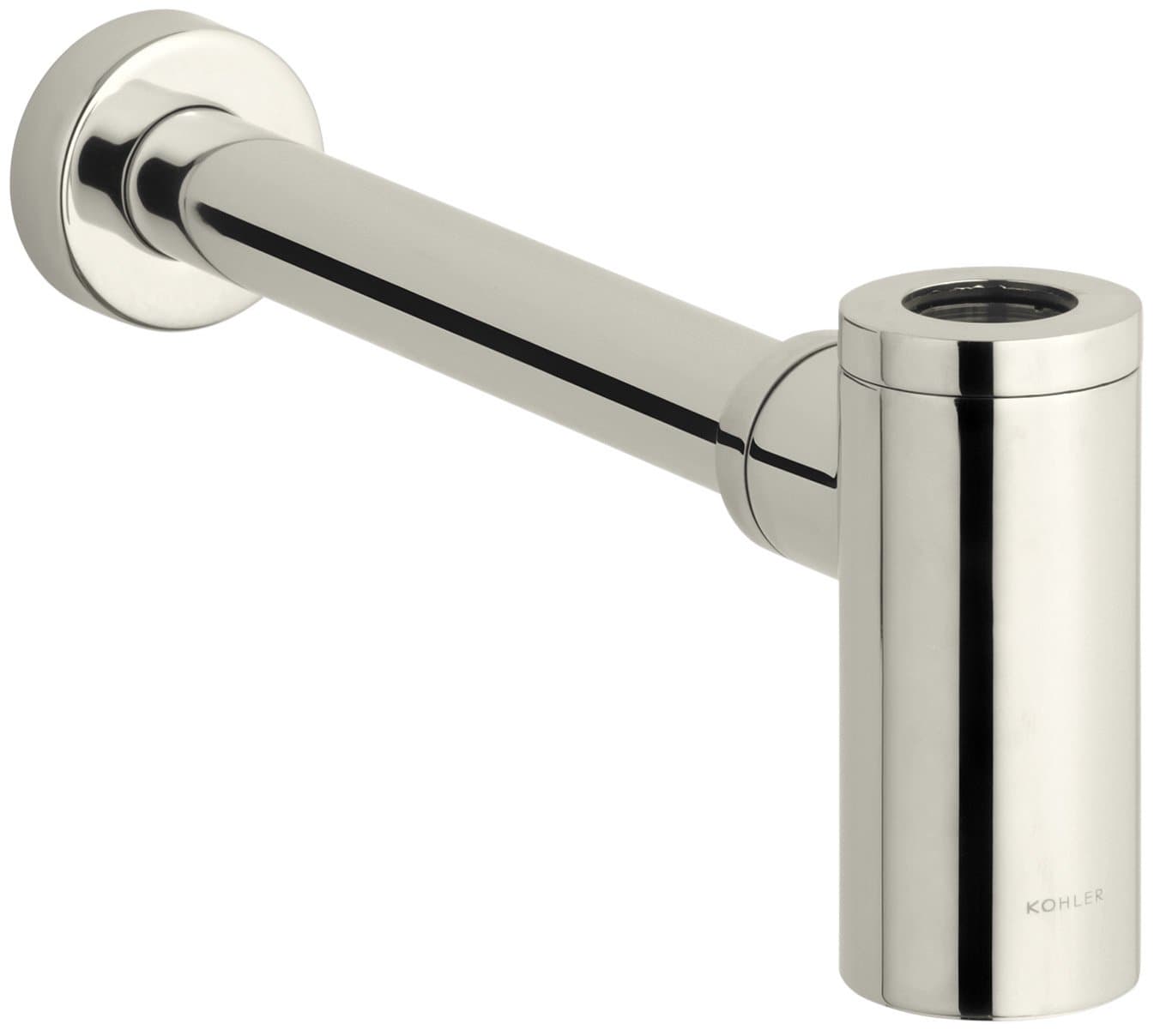KOHLERK-9033-SN 1-1/4 Inch Contemporary Round Bottle P-Trap Polished Nickel