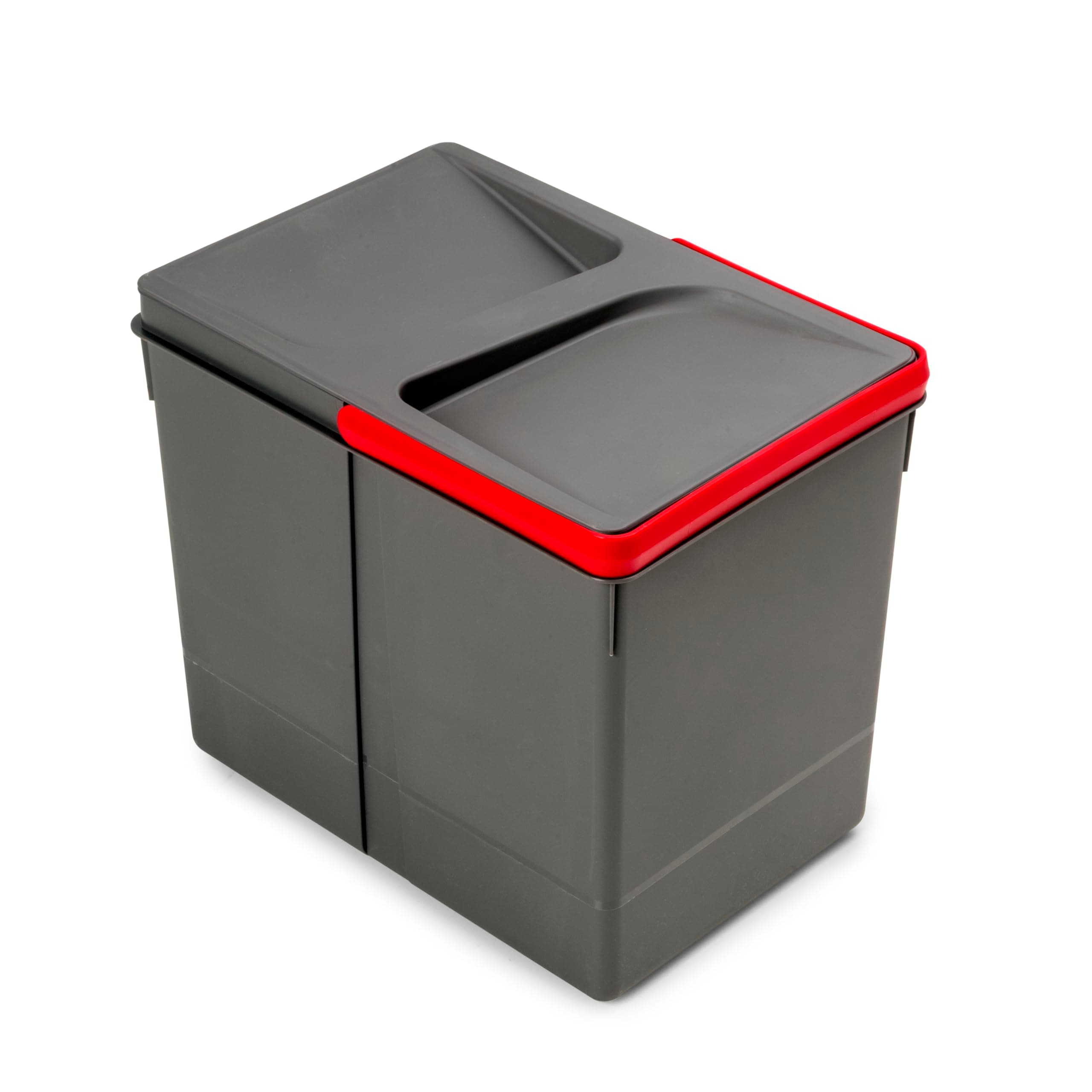 Emuca, waste sorting cut-out base, bin height 266mm with 15 litres capacity, Grey, H 266 mm (1x15L)