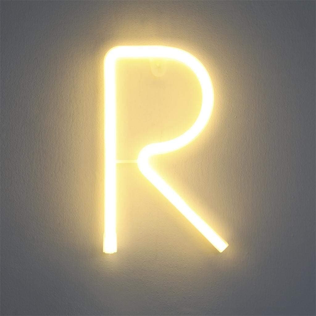 LEEDY English AlphanumericLight LED Battery Section Warm White Light Letters Alphabet Letter Lights Creative Night Lamp Decor for Home Party Bar Wedding Festival Decorative (R)