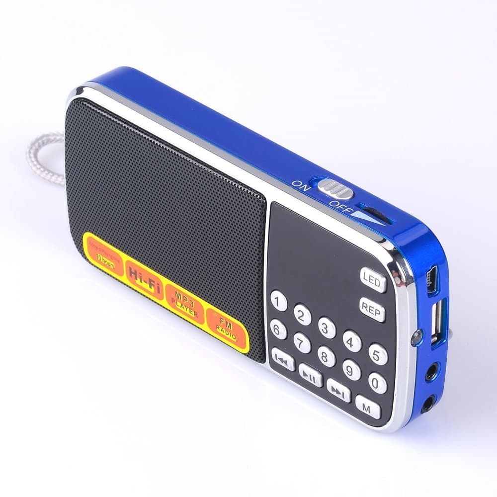 Portable Mini USB FM Radio Speaker Music Player TF Card for PC iPod Phone (088 Blue)