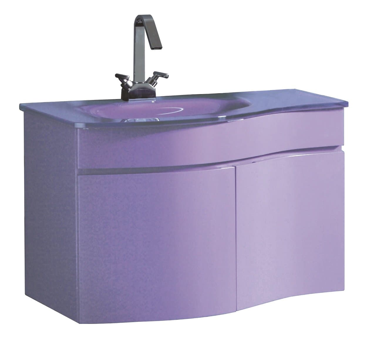 WAVE 3320 P Wave Vanity with Tempered Glass Sink, Purple