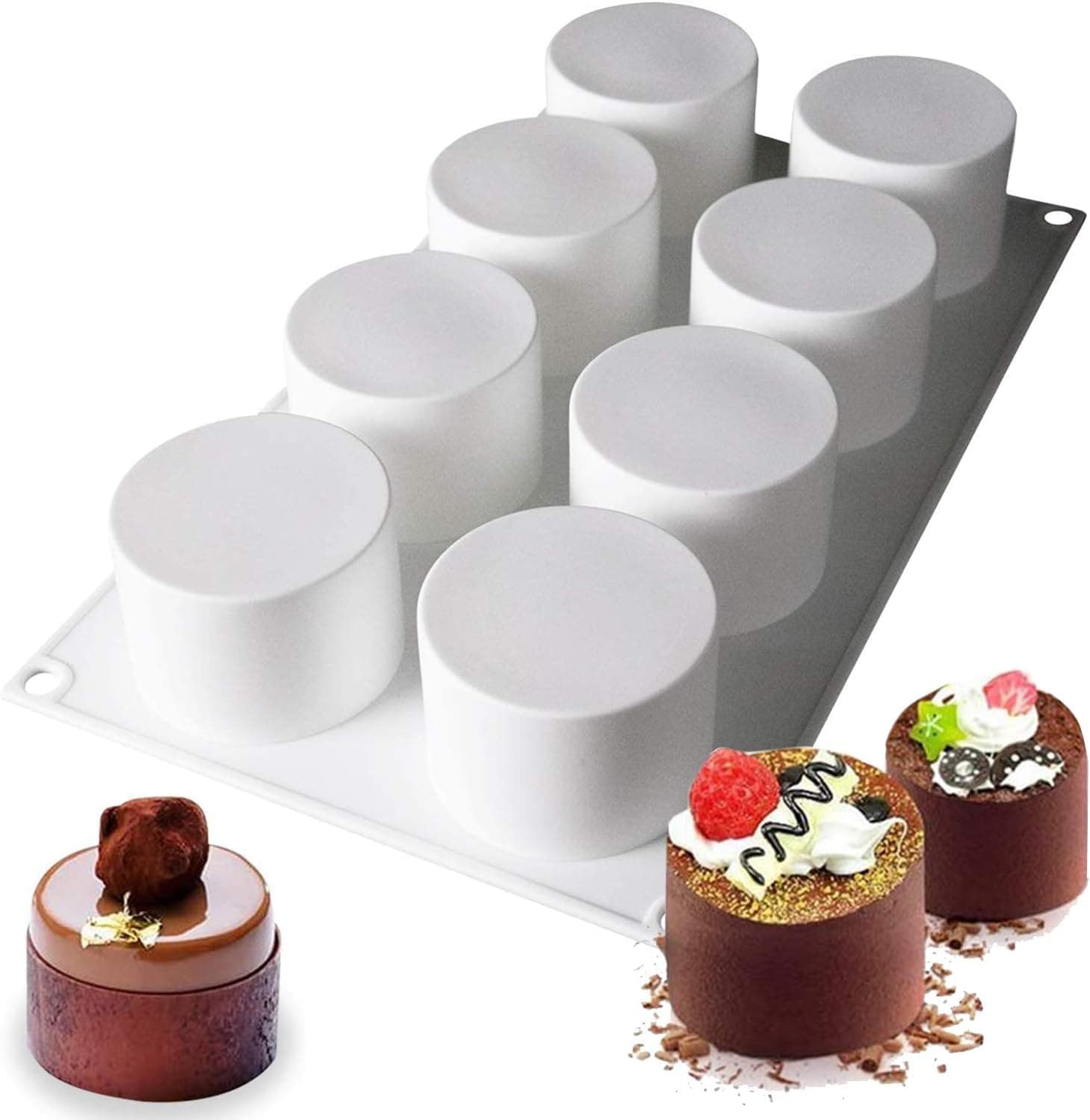 HUSAINI MART | 8 Cavity| Slot Tall Cylinder Silicone Mould for Baking Mousse Cake |Candy Mold Choclate Cookie macroon Brownie Pudding Jello Muffin Cupcake orea Mould French Dessert