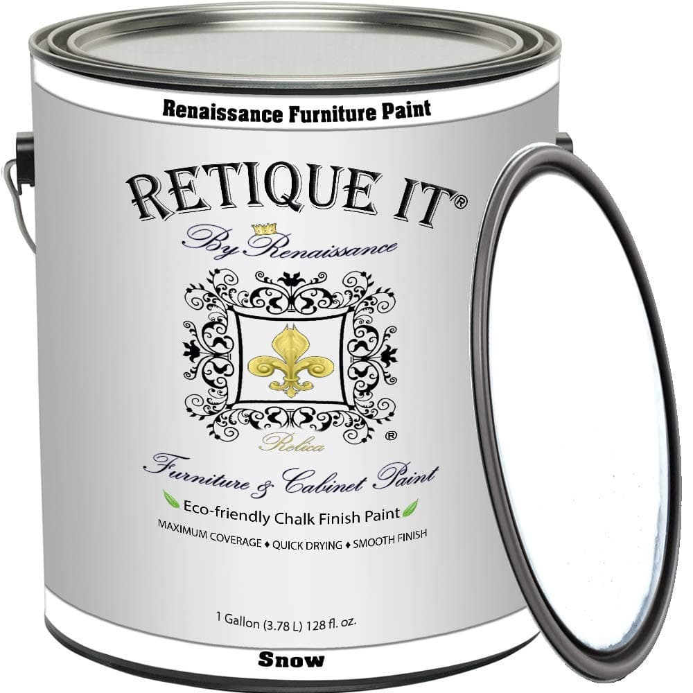 Retique It Chalk Furniture Paint, 128 Fl Oz (Pack of 1), 01 Snow