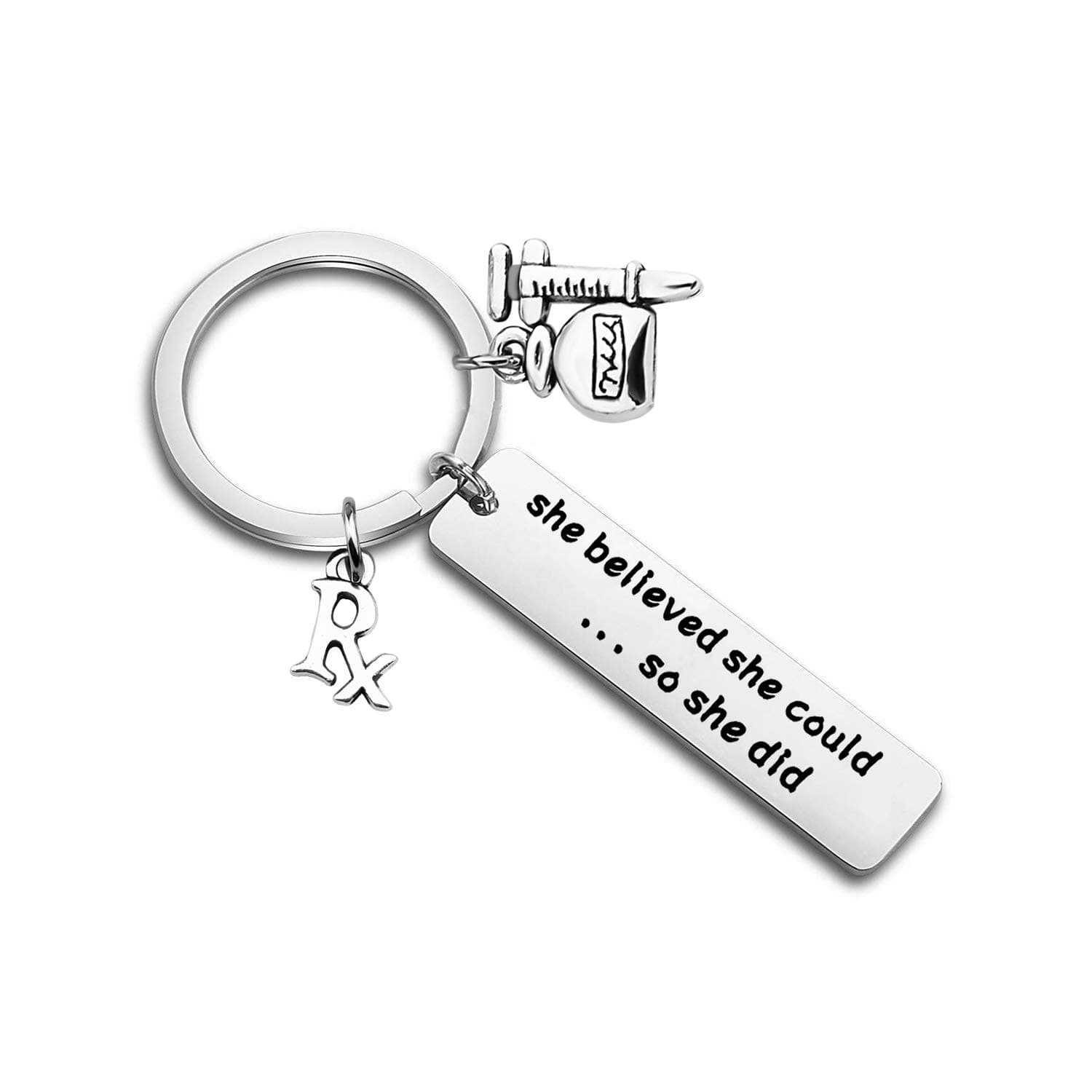 FOTAPFUTOP Pharmacy Pharmacist Gift RX Jewelry She Believed She Could So She Did Keychain Pharmacist Graduation Gift