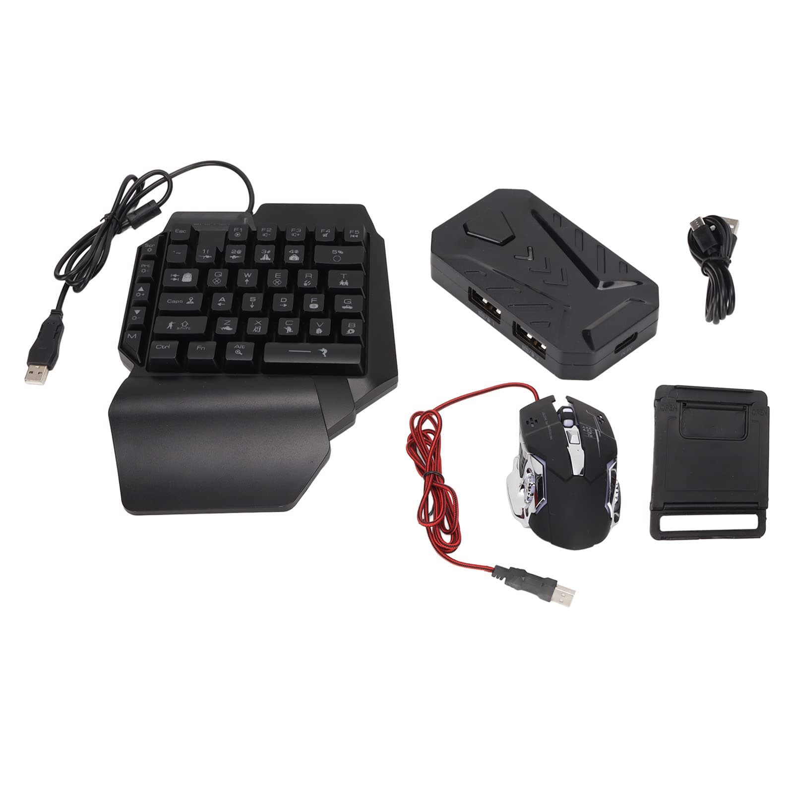 Mix Pro Keyboard and Adapter, One Handed Keyboard Combo Set Converter USB Wired Mobile Gaming Keyboard Adapter Converter for Android, iOS(BT 4.0)