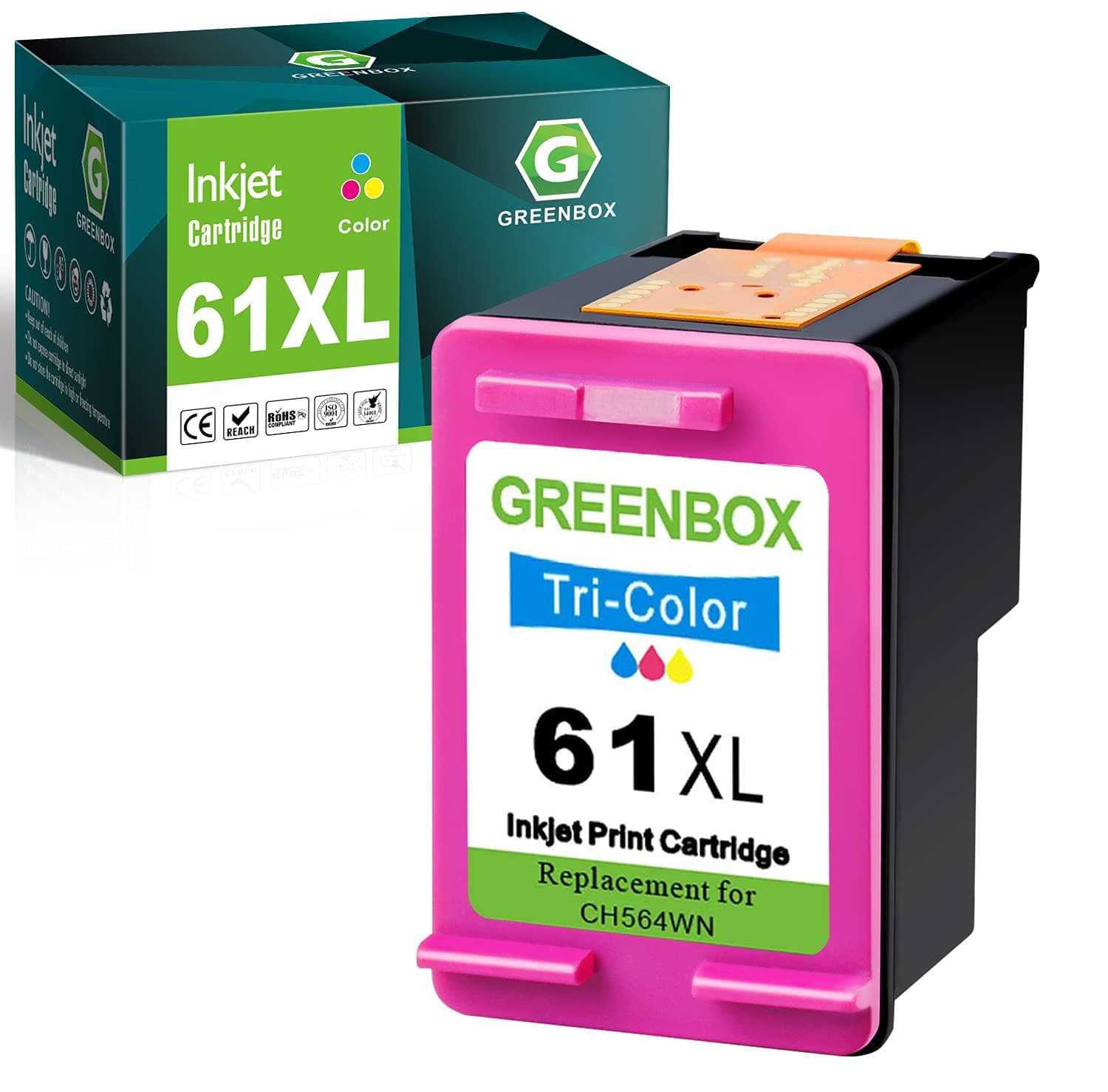 Re-Manufactured Ink Cartridge for HP 61XL 61 XL Used in Hp Envy 4500 5530 5534 5535, Deskjet 2540 1000 1010 1512 1510 3050, Officejet 4630 2620 4635 Printer (1 Tri-Color)