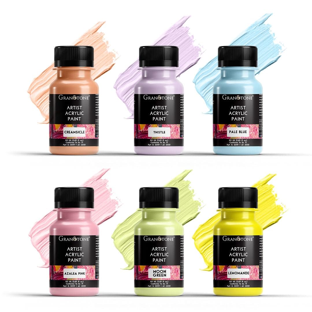 - GRANOTONE Pastel Acrylic Colour Set of 6 Multicolor 50 ml Each Shade Artist Paints for Painting Art Craft Canvas DIY Made in India