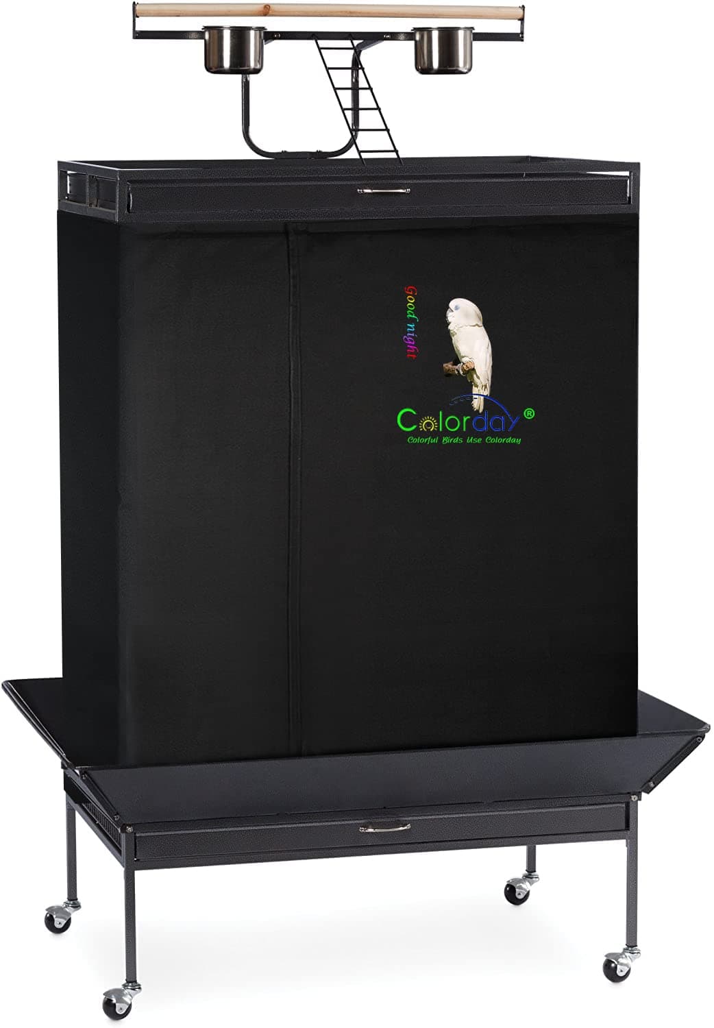 Colorday Good Night Bird Cage Cover for Large Bird Cage with Play Top (Patent Pending) (Extra Large, Black)