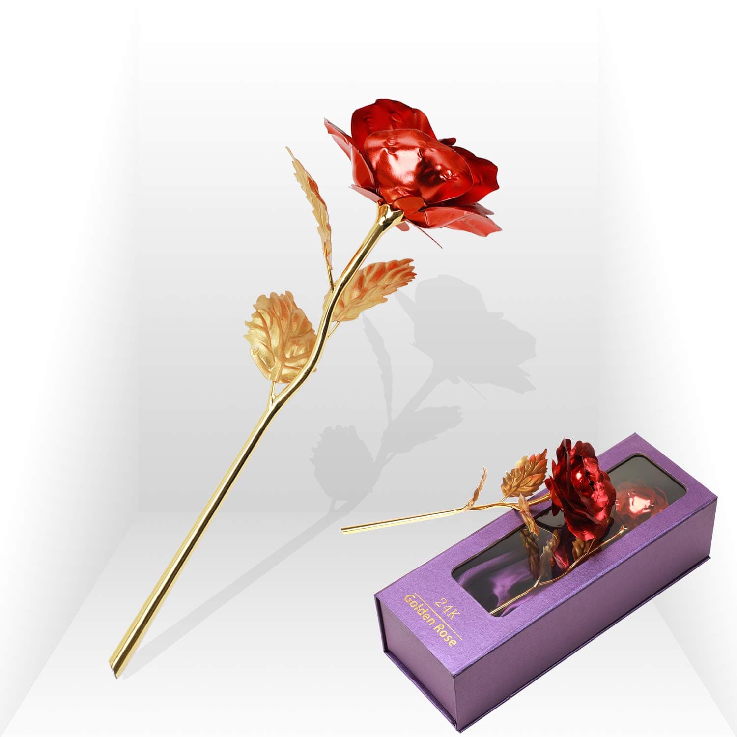 Childom 24K Red Rose Flower, Flowers Gift, Artificial Rose Flowers Gifts for Women, Gift for Women, Girlfriends Gifts Mothers Mom Gifts Women Birthday Gifts Birthday Gifts for Mom Girlfriend