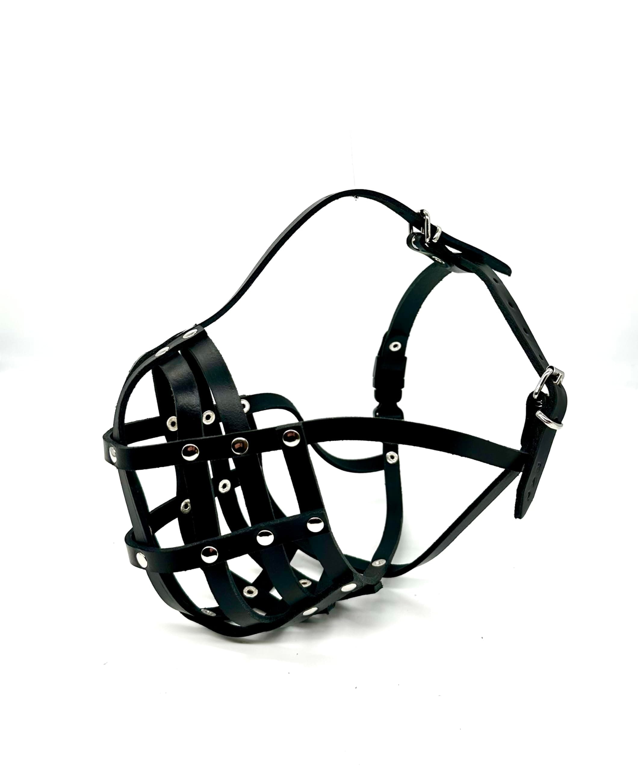 L&J Pets Uk Light leather Dog Muzzle for English Bulldog and Other dogs with short snout (B5, Black)