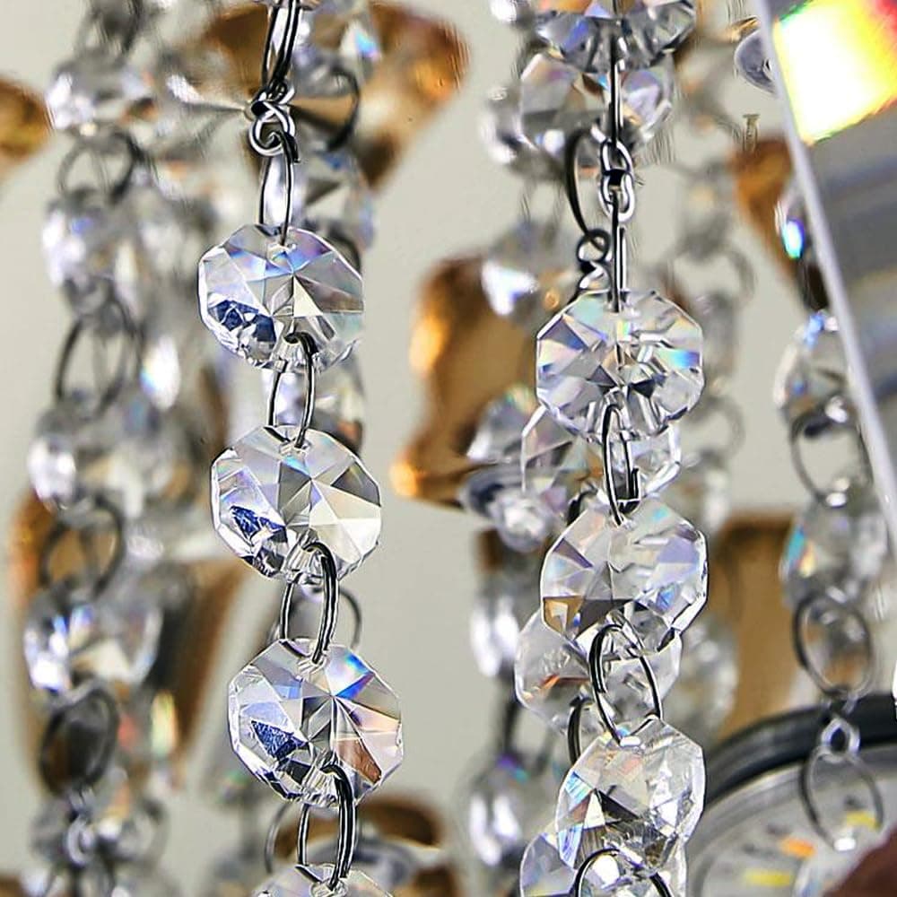 2.3 Meters (7.5 FT) 16mm Lead Crystal Octagon Prism Beads Chain, 2 Holes Clear Crystal Octagon Beading for Garland Chandelier Wedding Party Tree Garlands Decoration DIY Jewelry Making