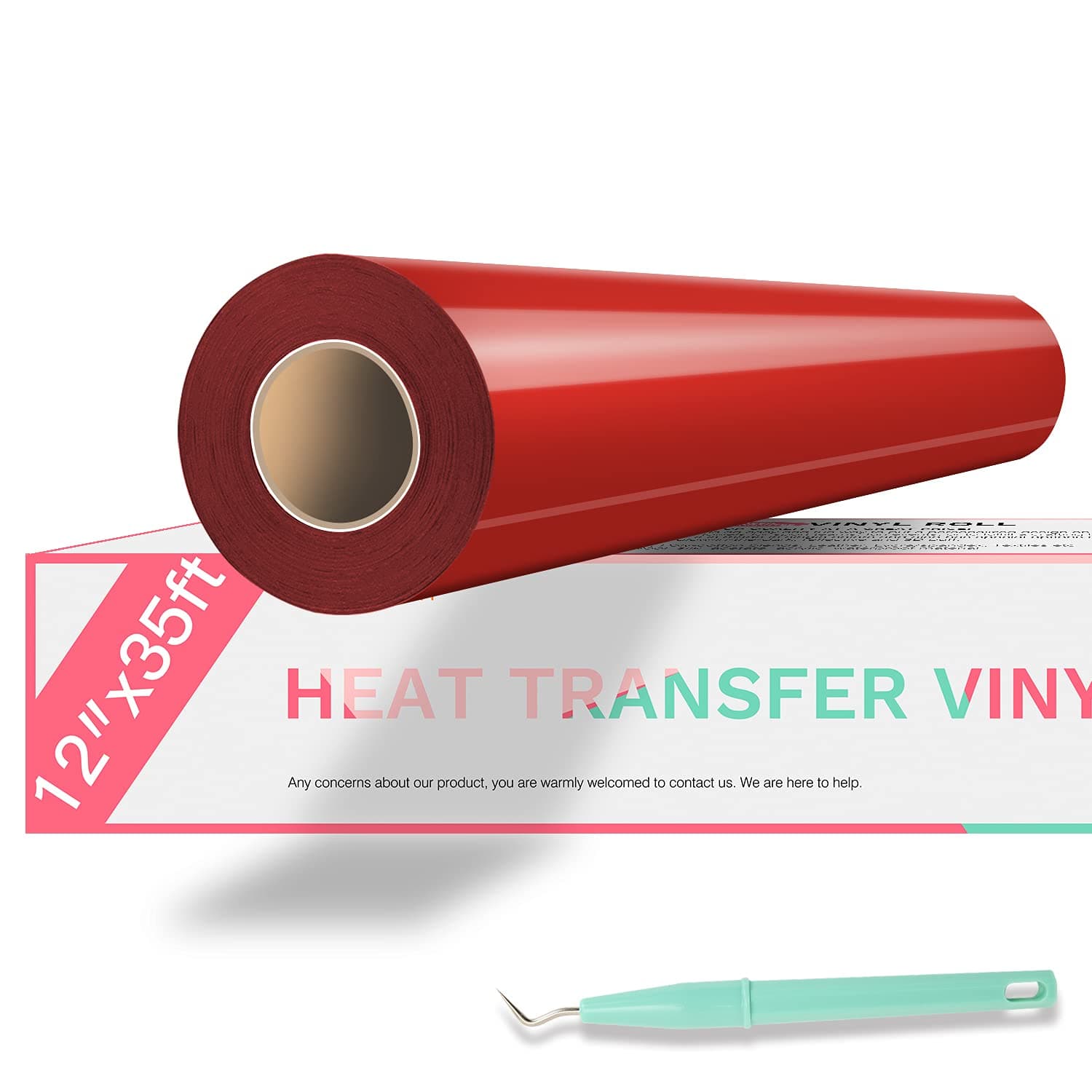 Heat Transfer Vinyl Red HTV Vinyl Rolls - 12" x 35ft Red Iron on Vinyl for All Cutter Machine, Red HTV Vinyl for Shirts - Easy to Cut & Weed for Heat Vinyl Design