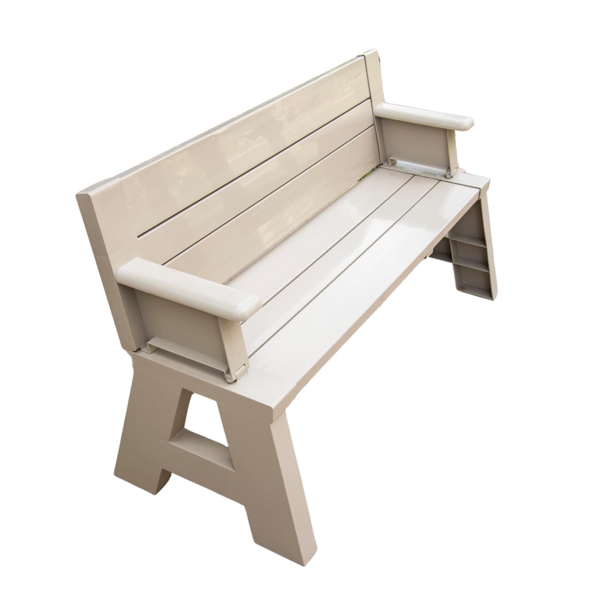 Convert-a-Bench Gen 1 2-in-1 Outdoor Convertible Bench to Picnic Table | Space-Saving, Weather-Resistant Patio Furniture for Yard, Deck, Garden | Easy Assembly & Durable Design - 1 Bench/Order, Adobe