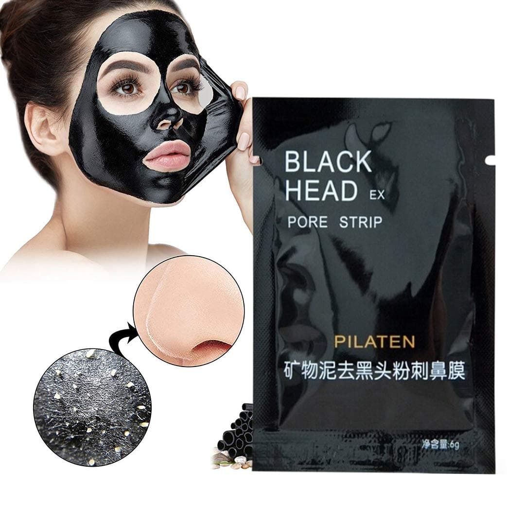 Looks United Pilaten Charcoal Cream for Blackhead, Whitehead and Acne Remover Pore Strips (Pack of 2)